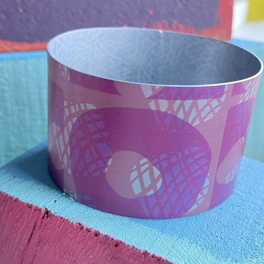 Pink Abstract Wide Cuff Bangle