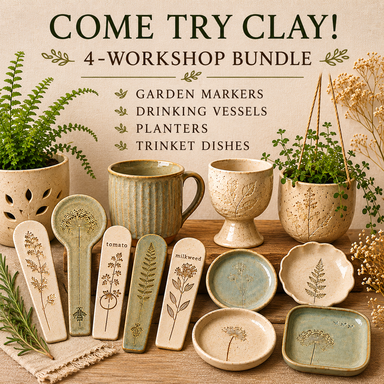 Come Try Clay! Summer 4-Workshop Bundle at WCCC