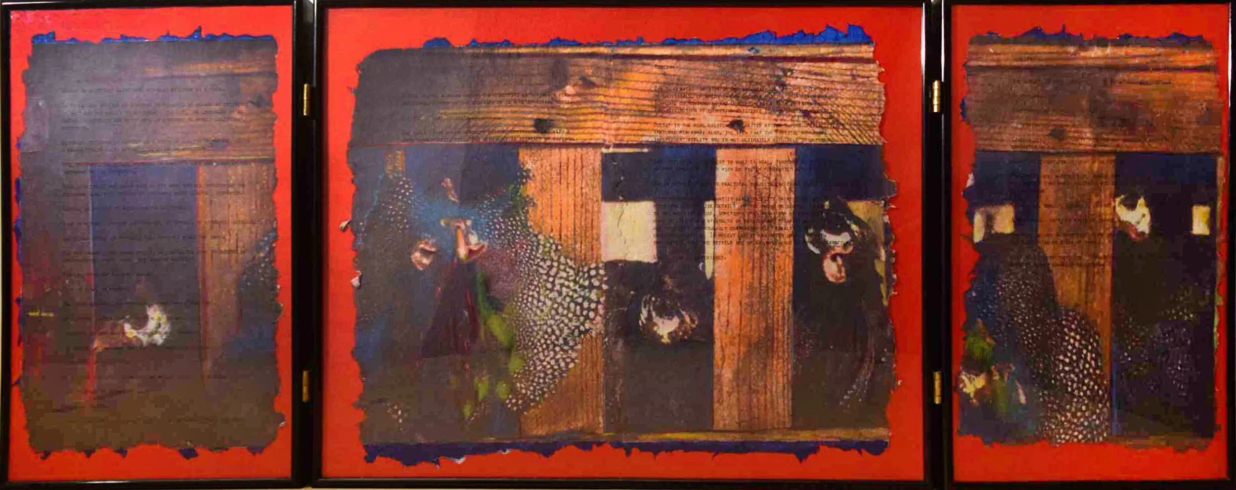 Reality Mixed media triptych, 44 x 17 inches (open)