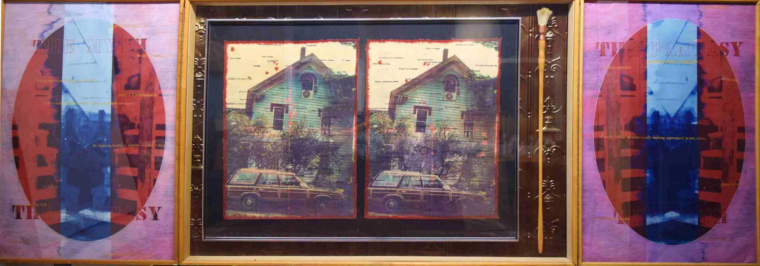 The Habit Mixed media triptych, 118 x 39 inches (open)