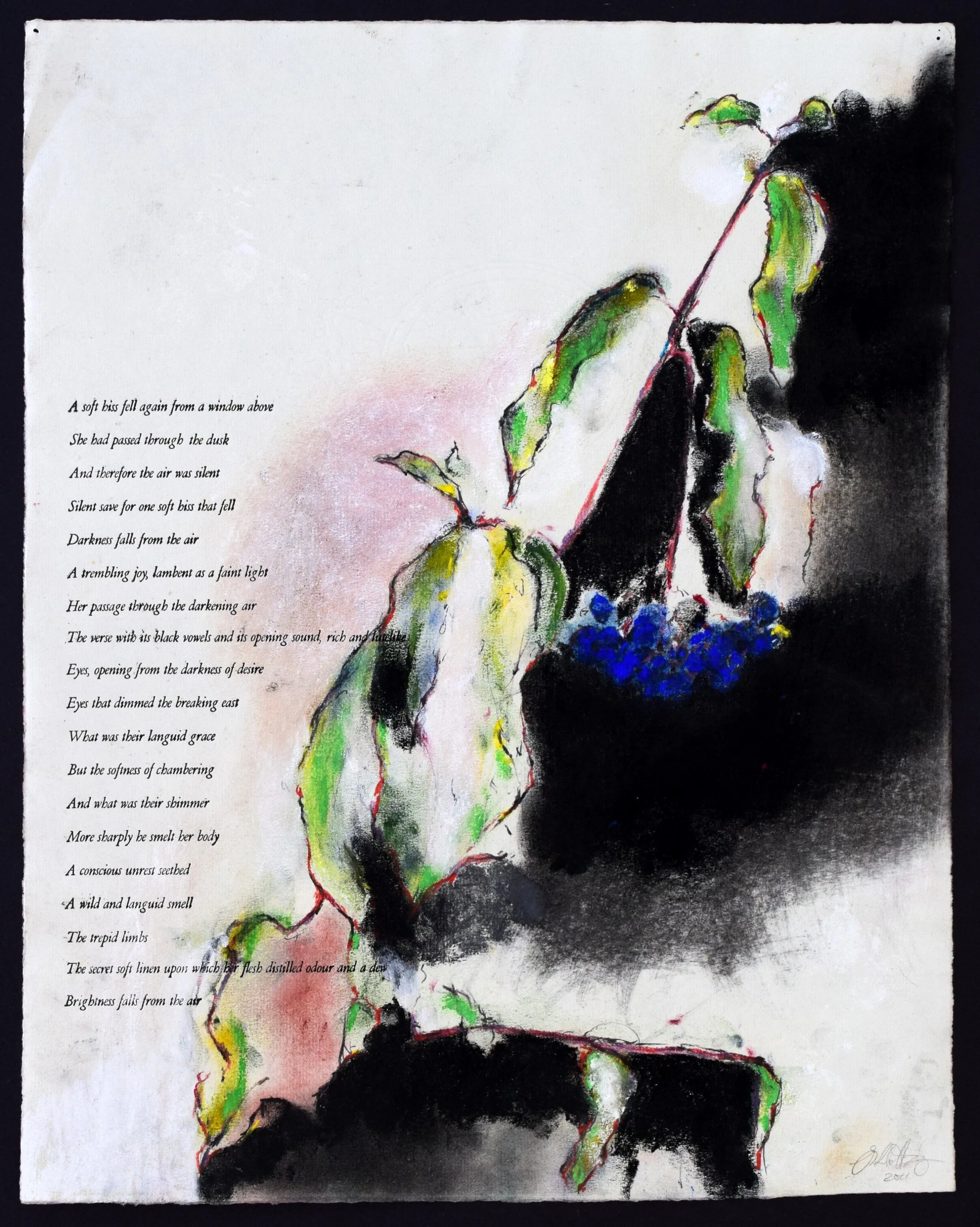    A Soft Hiss     2011 , drawing with letterpress on TH Saunders, 13 x 17 