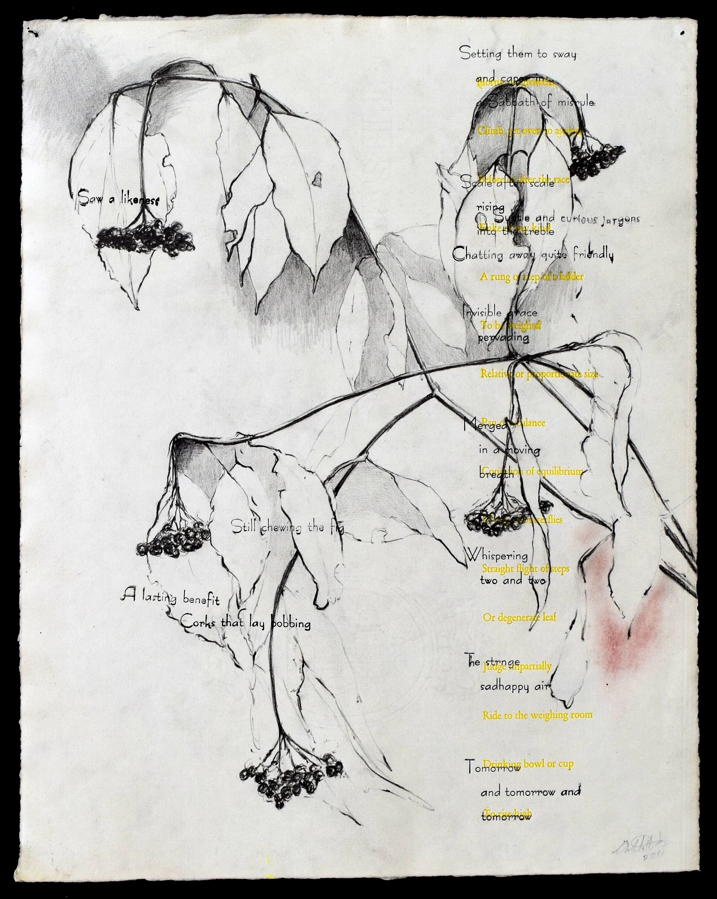    Two and Two    2011, graphite with letterpress on TH Saunders, 14 x 17 