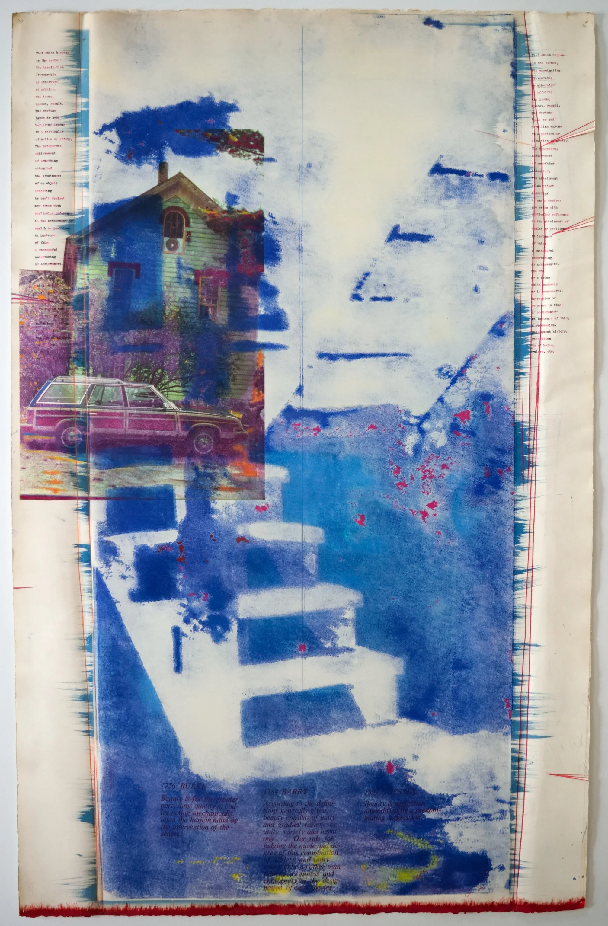    Beauty and Success    Cyanotype, oil print, photocopy, pencil, water color, typewriter on Arches HP, 1993, 26 x 40 