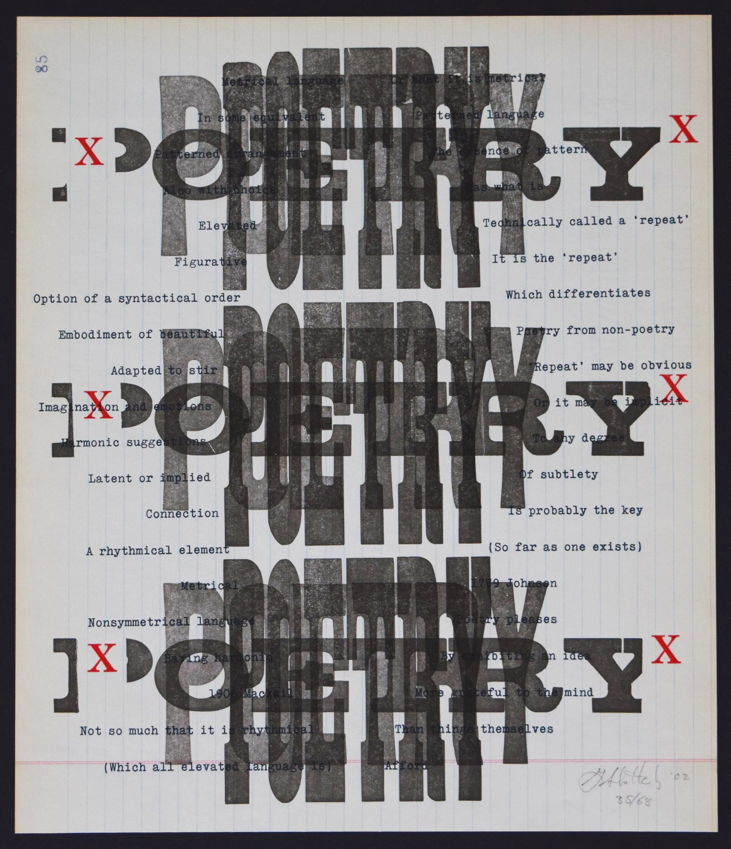    Poetry    Edition- 68, press runs- five, 9.5 x 11 inches 