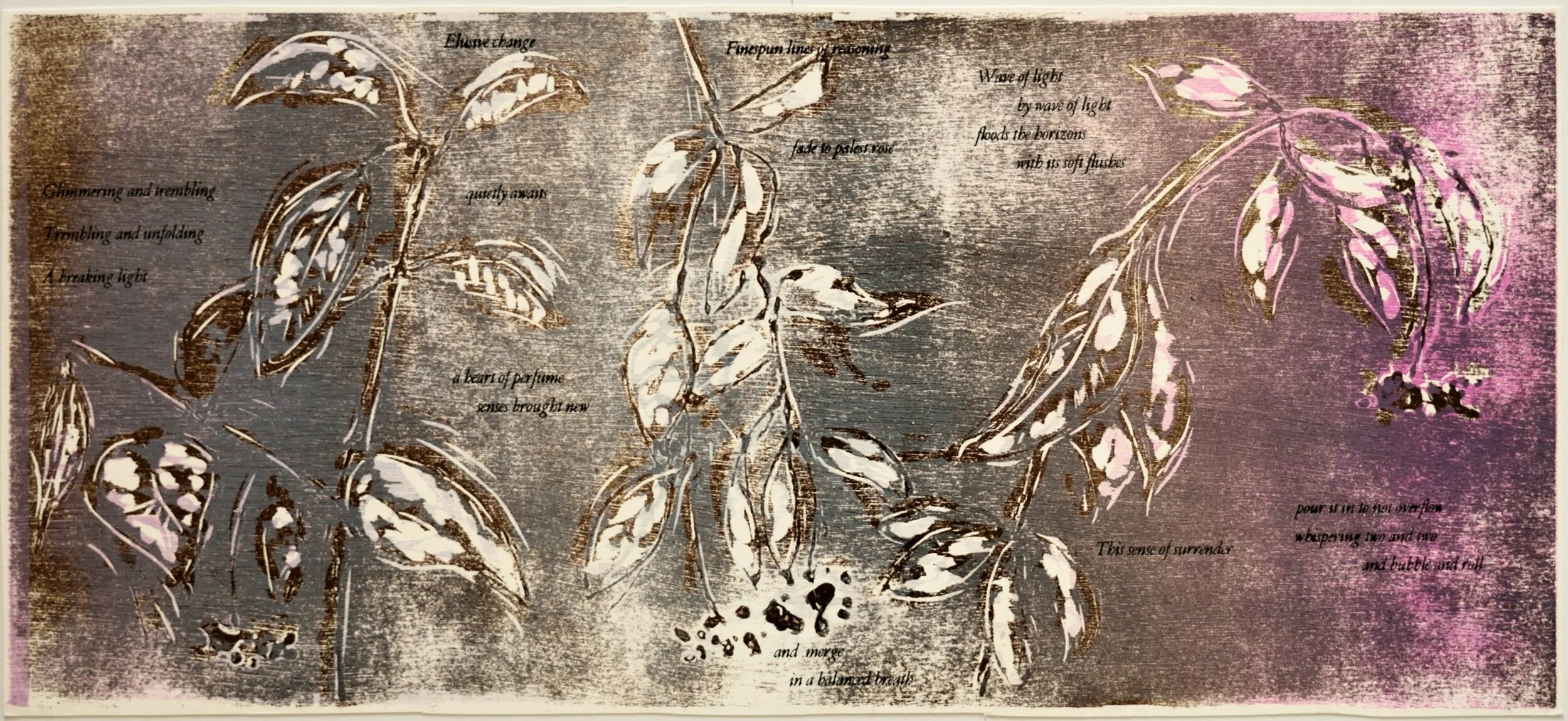    Into the Treble    Edition- 20, press runs- four,  18 x 8 image, 20 x 10 sheet  2016 