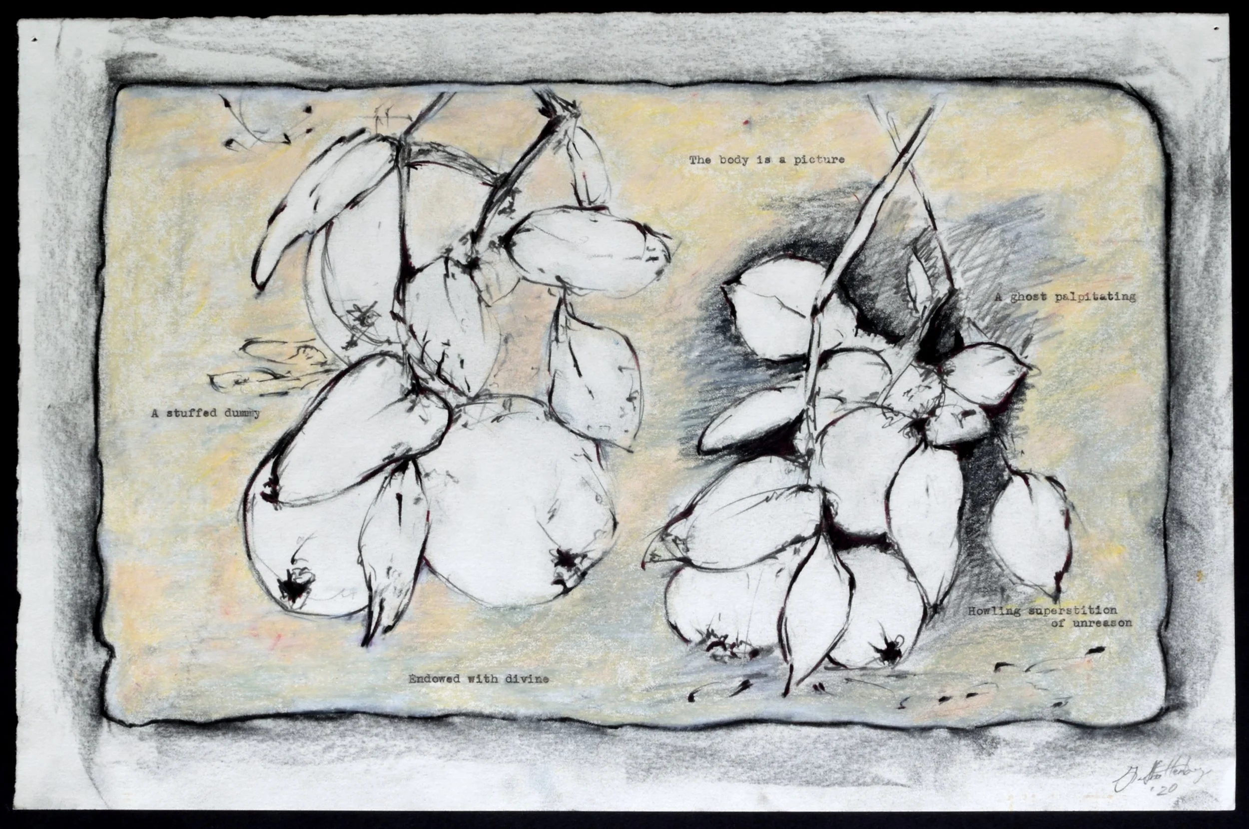    Stone Study IV (The Body)    Drawing with typewriter on Stonehenge, 16 x 11 