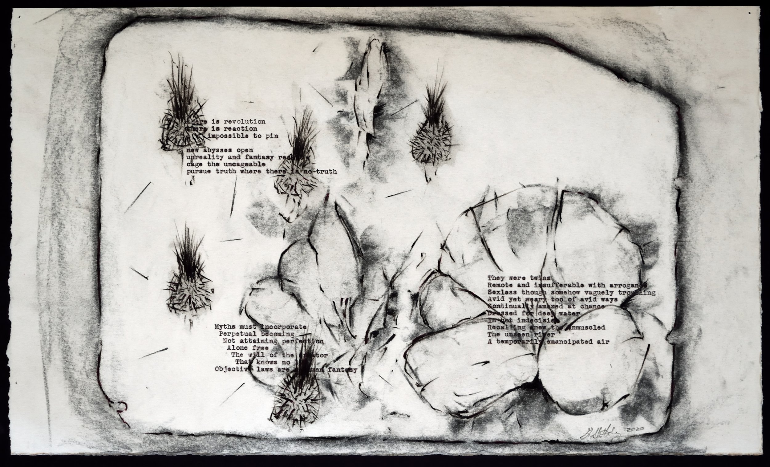    Stone Study IIl   (Chance)   Drawing with typewriter on Stonehenge, 19 x 11 