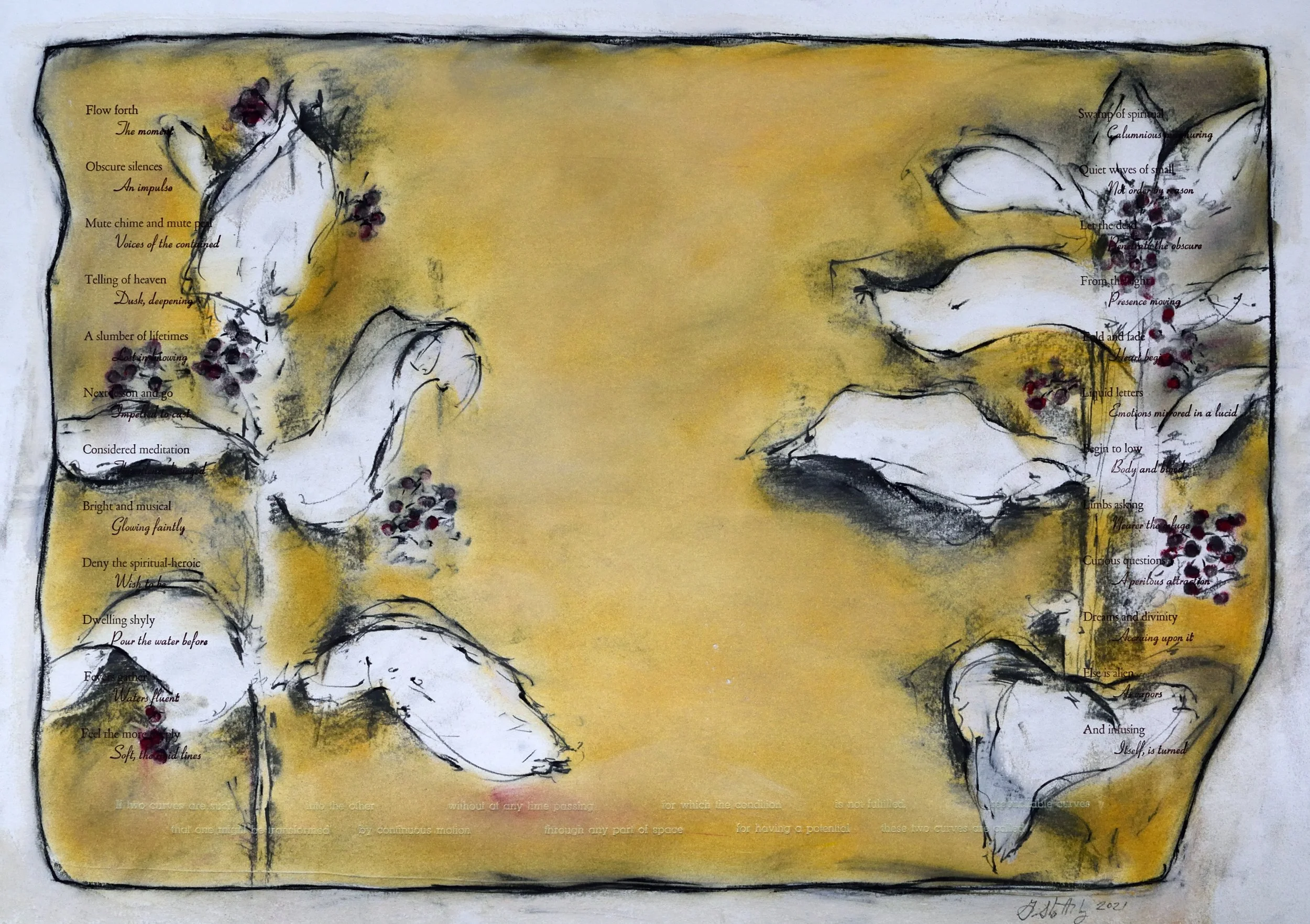    Stone Study V (Two Fates)   Drawing with letterpress on Stonehenge, 25 x 19 