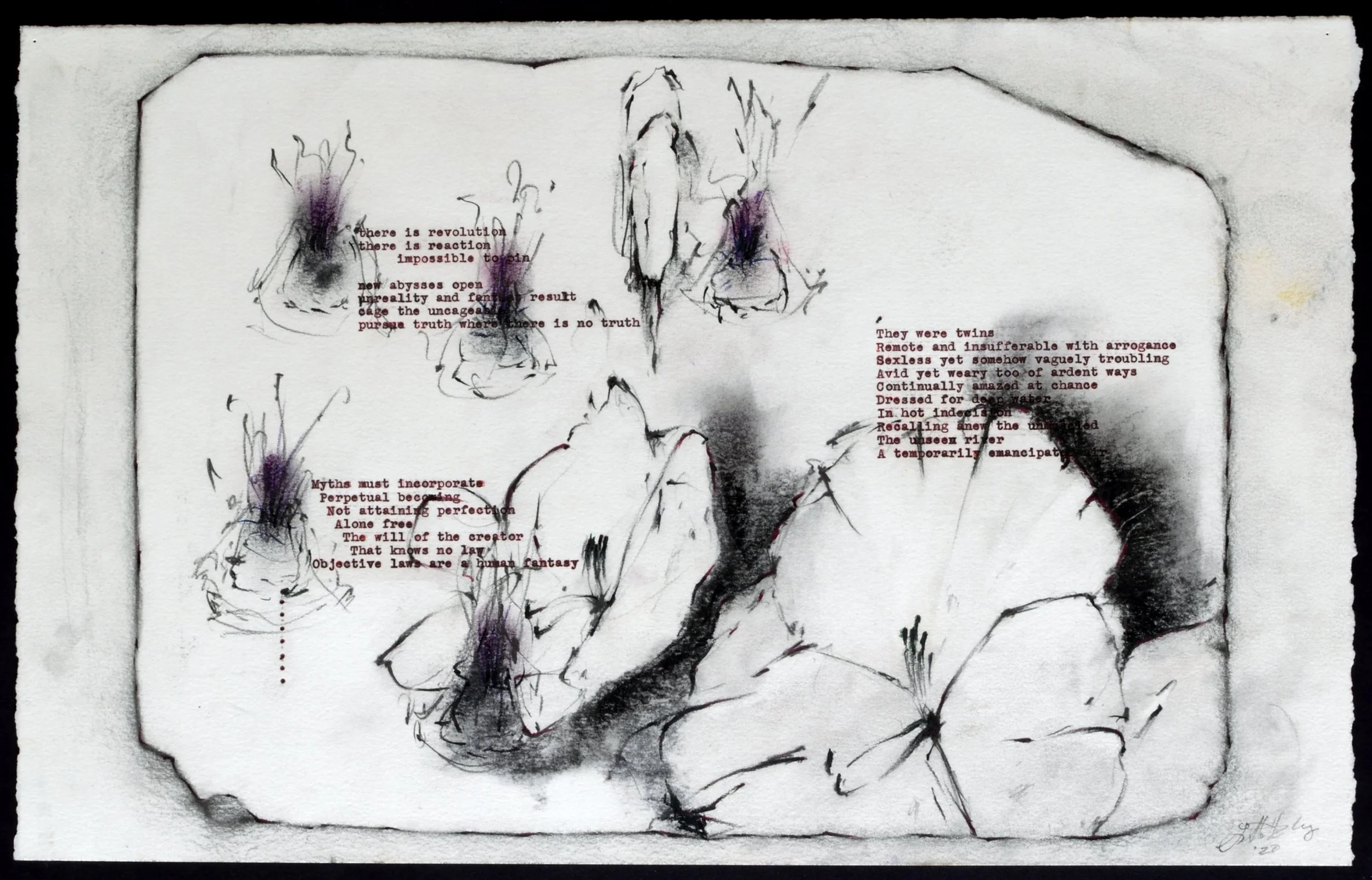    Stone Study I  (Chance)   Drawing with typewriter on Stonehenge, 17 x 11 