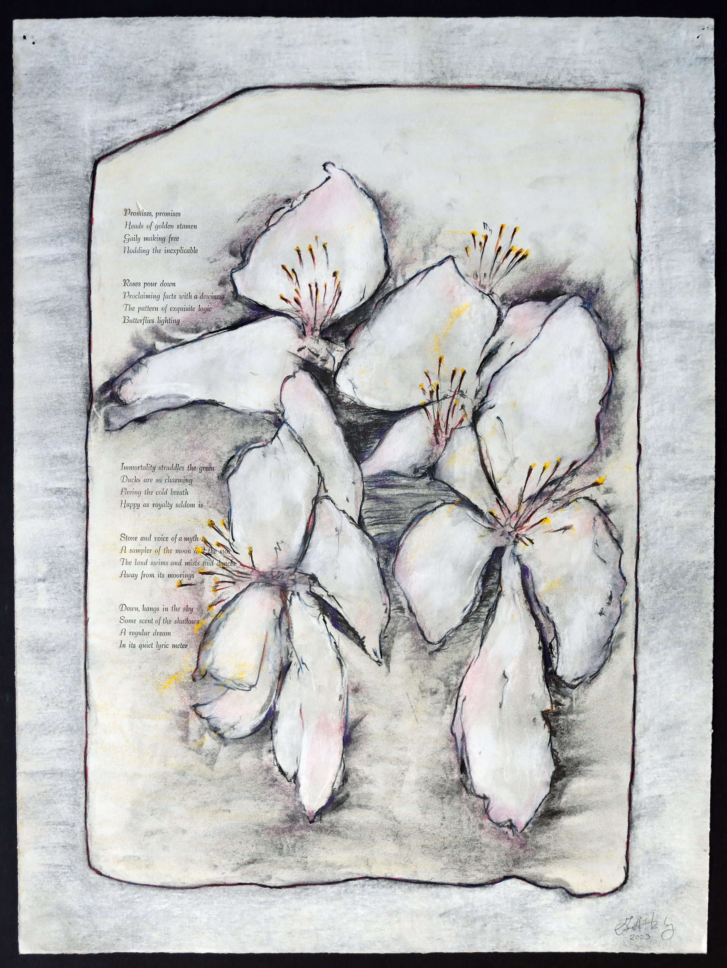    Stone Study VII   (One Fine Day)   Drawing with letterpress on Rives Heavyweight,  19 x 26 