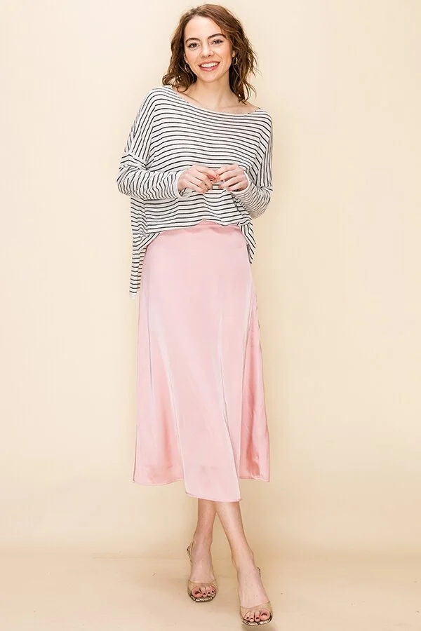 NEW Soft pink satin midi skirt