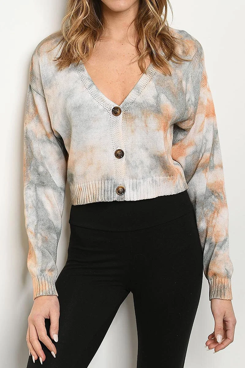 NEW Tie dye button front cardigan crop sweater