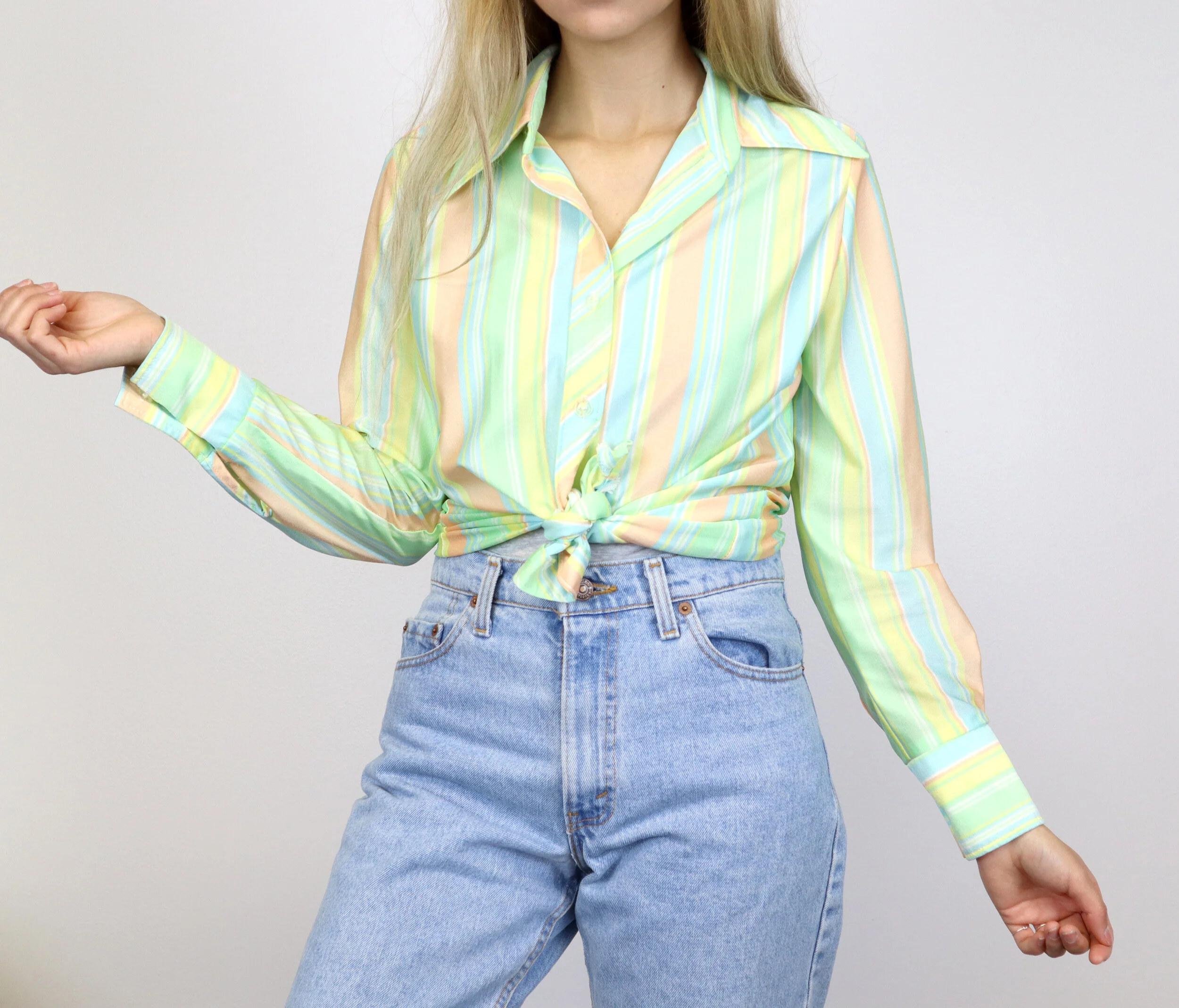 Fruit stripe 70s pastel shirt
