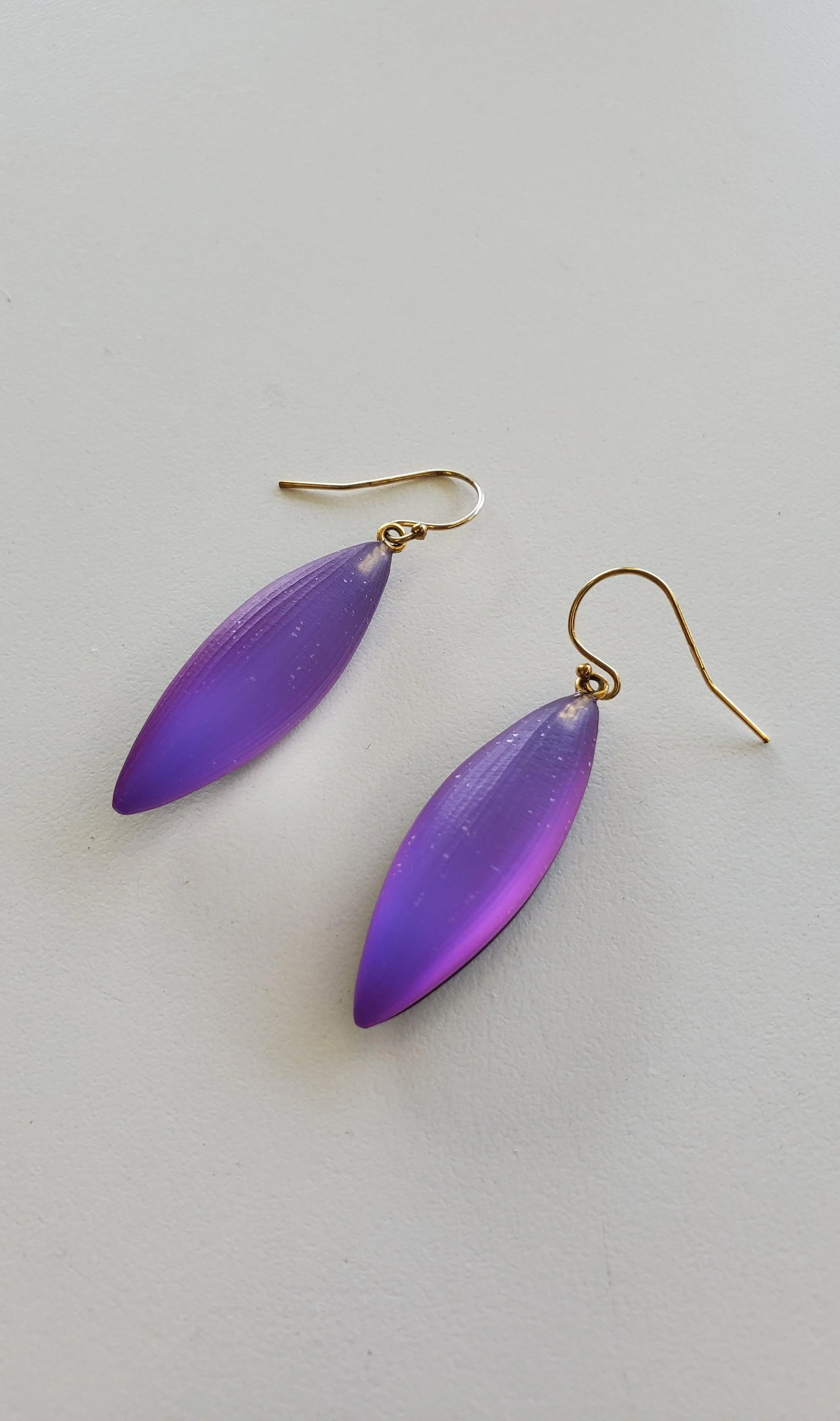 DESIGNER Alexis Bittar violet long leaf earrings