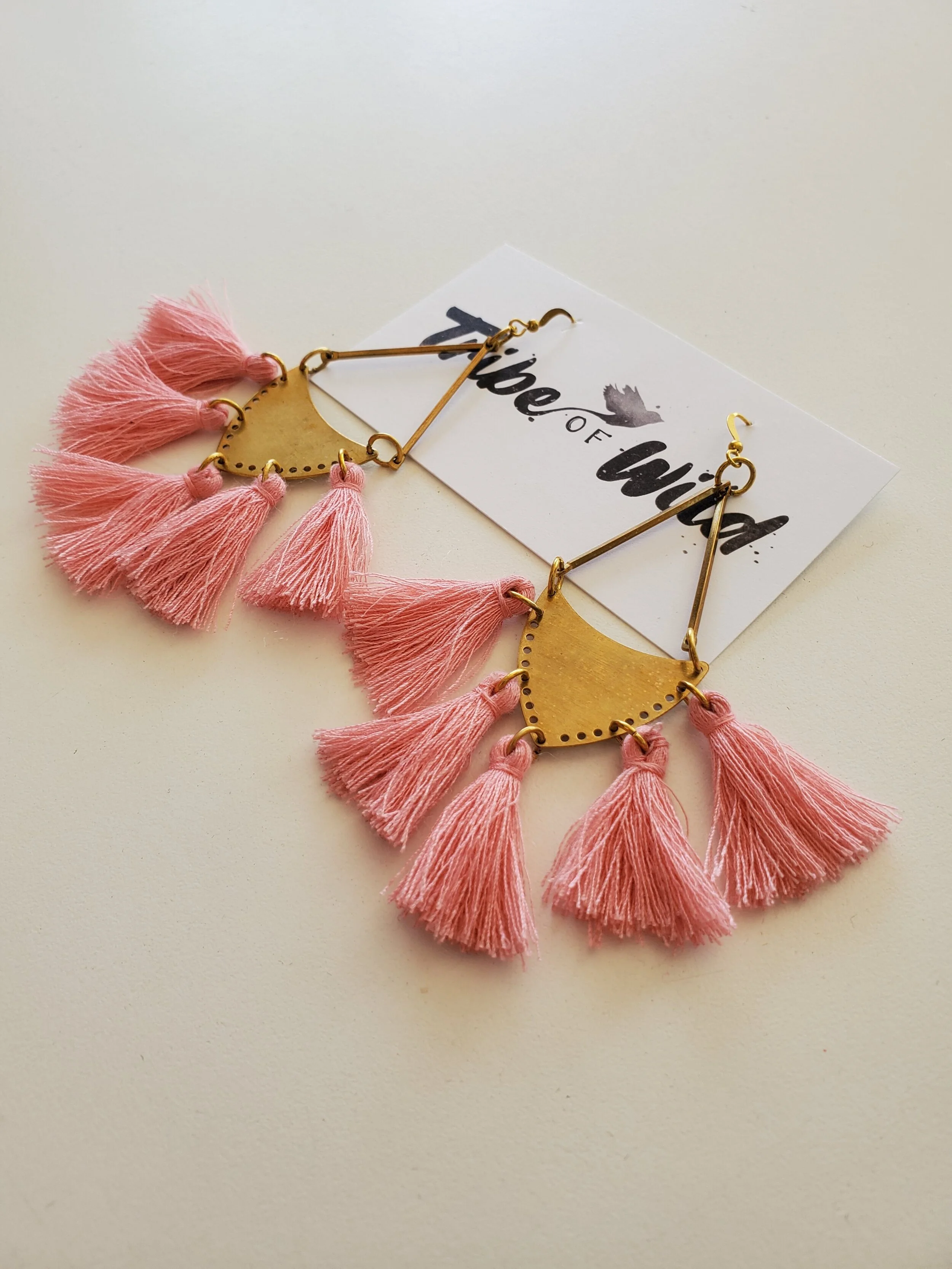 Tribe of Wild brass fringe boho earrings