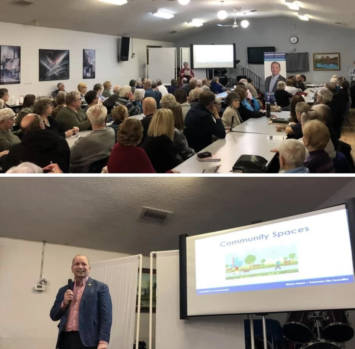 Nason discussing community buildings with active members