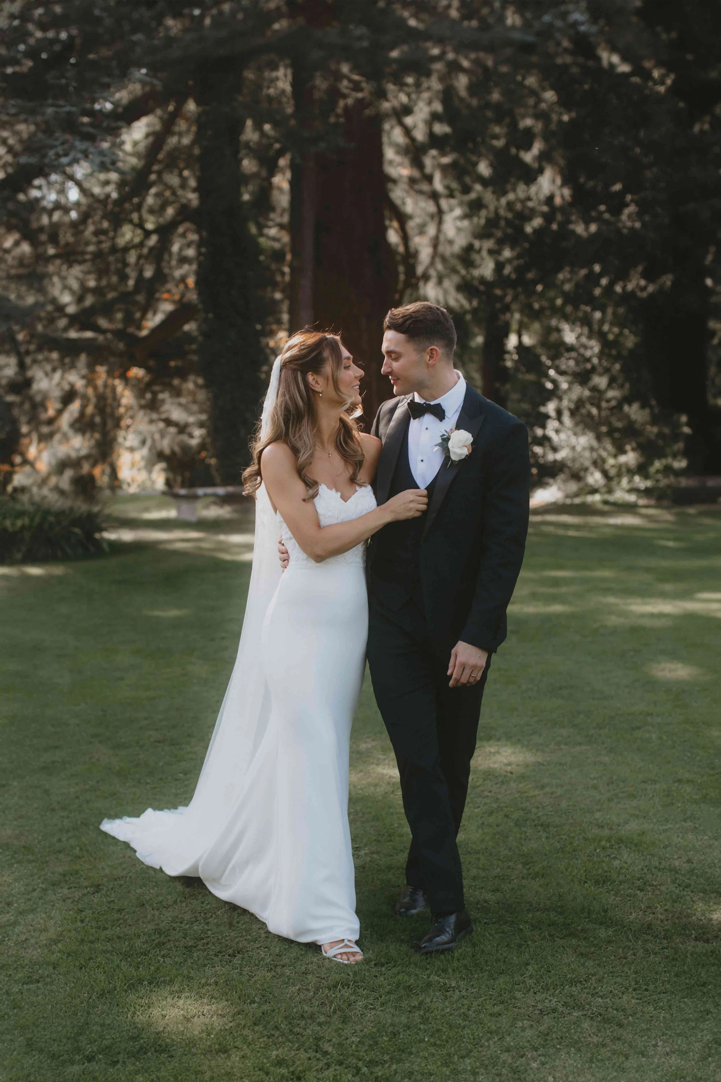 timeless high quality wedding image of couple on the lawn at Askham Hall during a relaxed couples portrait session with eriinbrowne