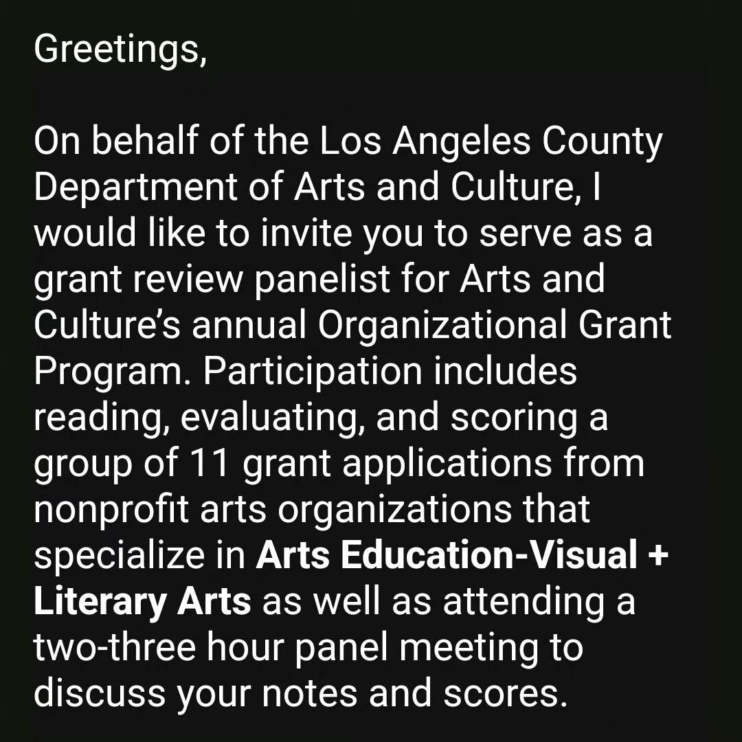 I am thrilled to be working with @lacountyarts again on arts education grants 🌟