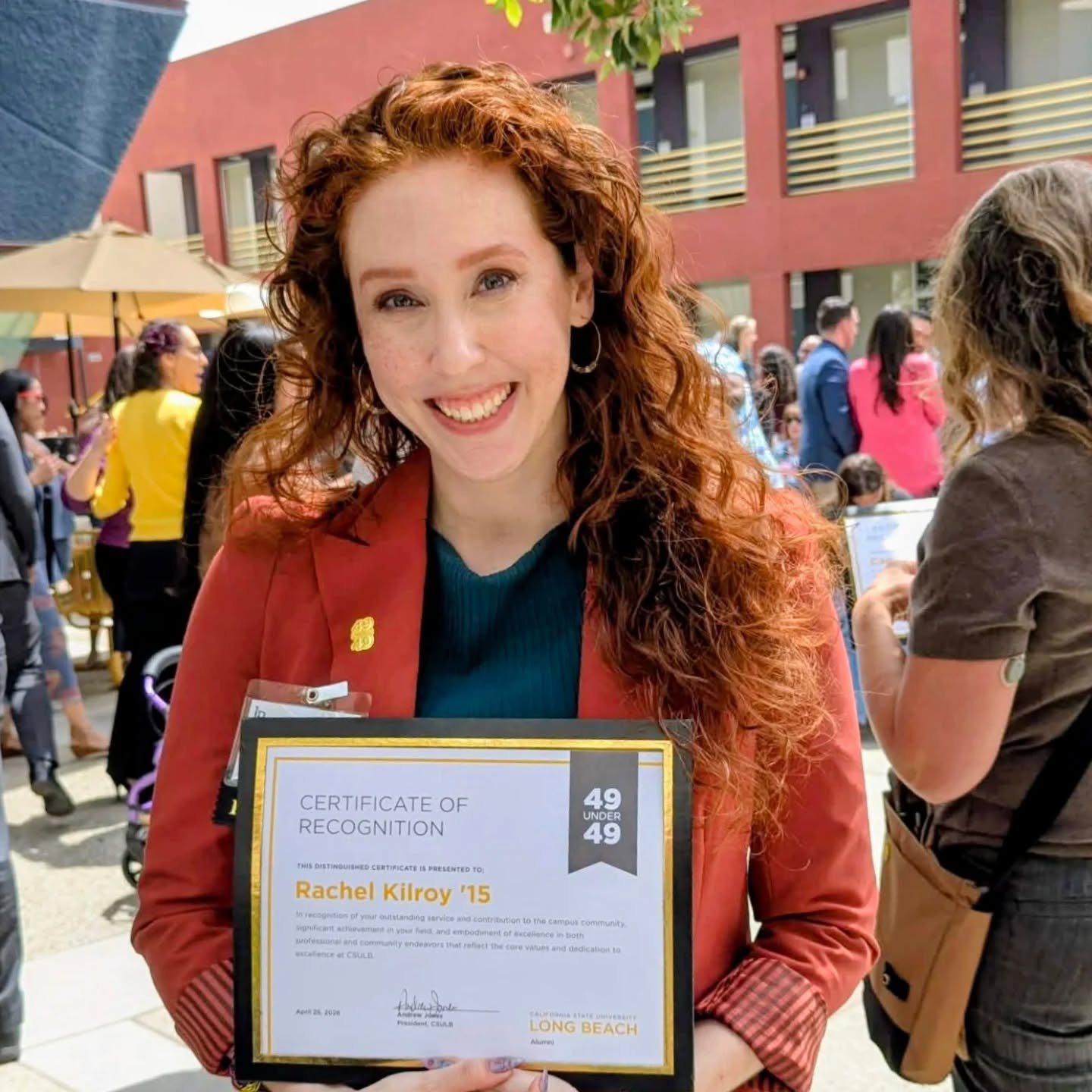 I accepted the 49 Under 49 award from @csulongbeach this week, and I'm still a little glowy about it. The reception was genuinely lovely. The kind of room that reminds you why community matters. And none of it would have felt complete without my pare