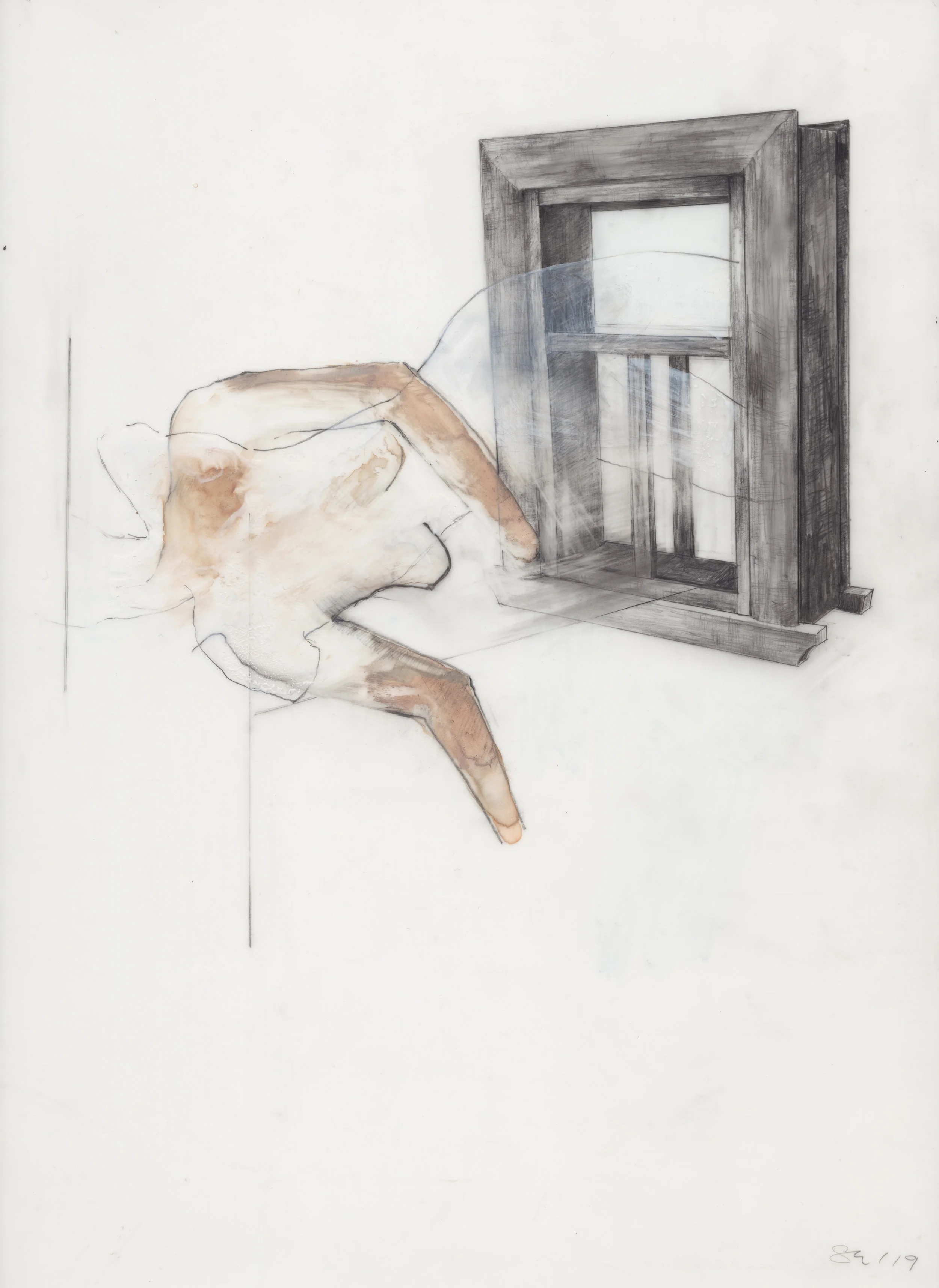 Sleep Out II , 2019 Pencil, Acrylic & Watercolour on Translucent Paper, 30.5 x 23cm.