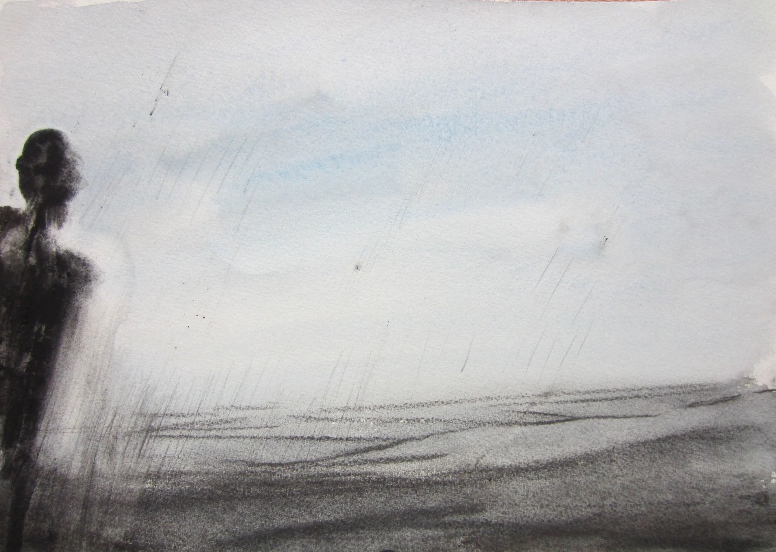 Out in Sky , 2013 Crayon & Watercolour, 30 x 42cm.