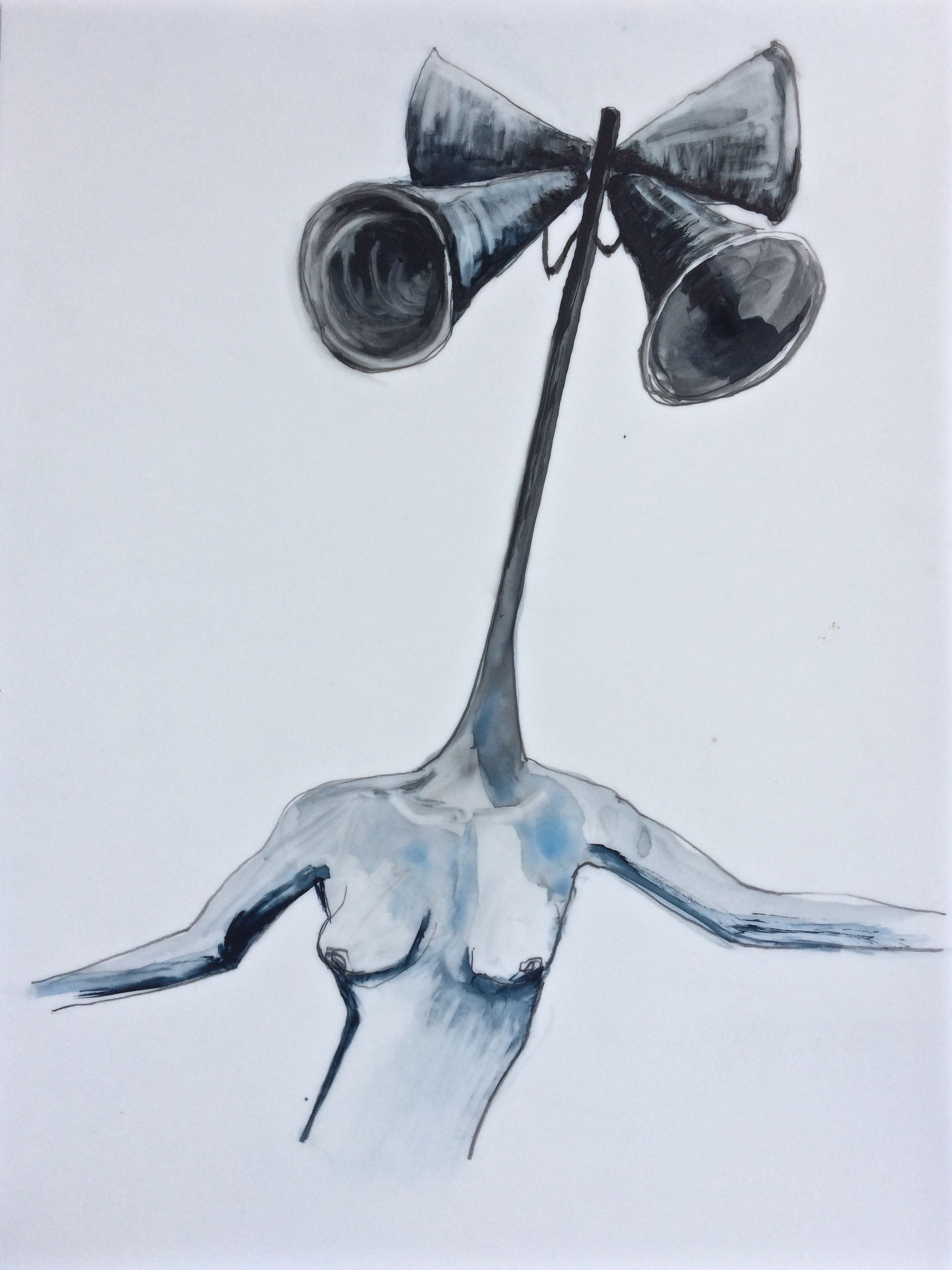 Announcement II, 2018 Watercolour, Acrylic, Ink & Pencil on Translucent Paper, 30 x 23 cm.