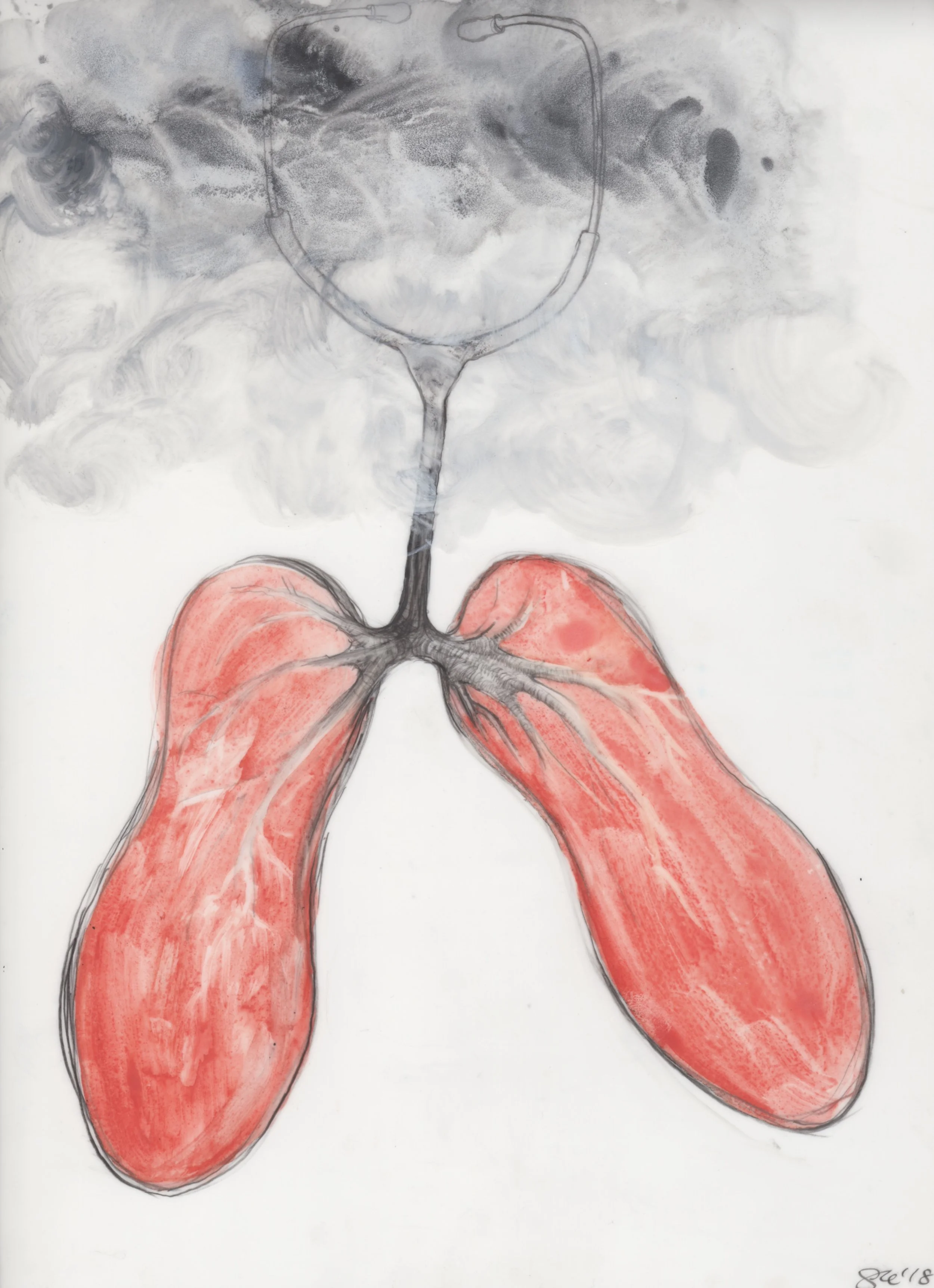 Untitled , 2018 Watercolour & Pencil on Translucent Paper, 30 x 23 cm.