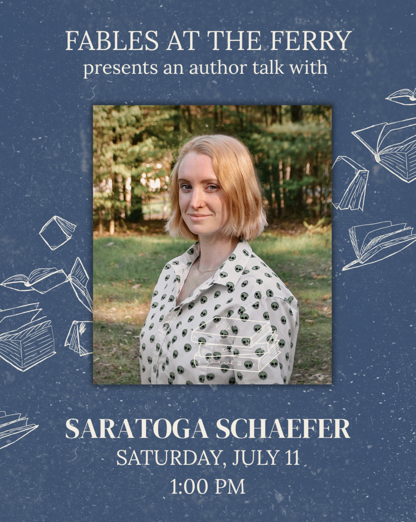 Author event with Saratoga Schaefer Saturday July 11th 1pm