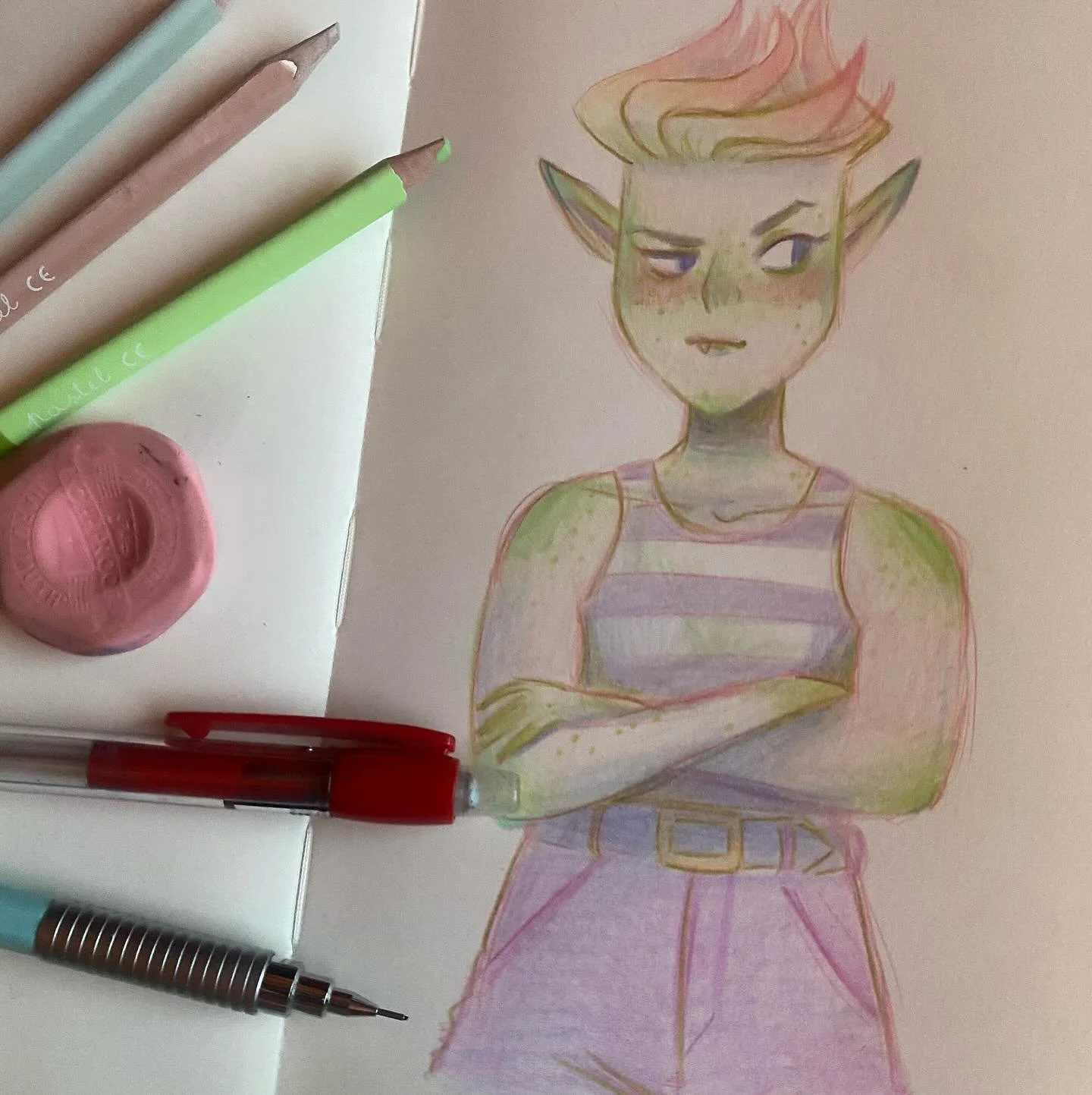 My girl my girl my little grumpy goblin girl #Mim #Lightfeets #ComicArtist #PencilCrayon