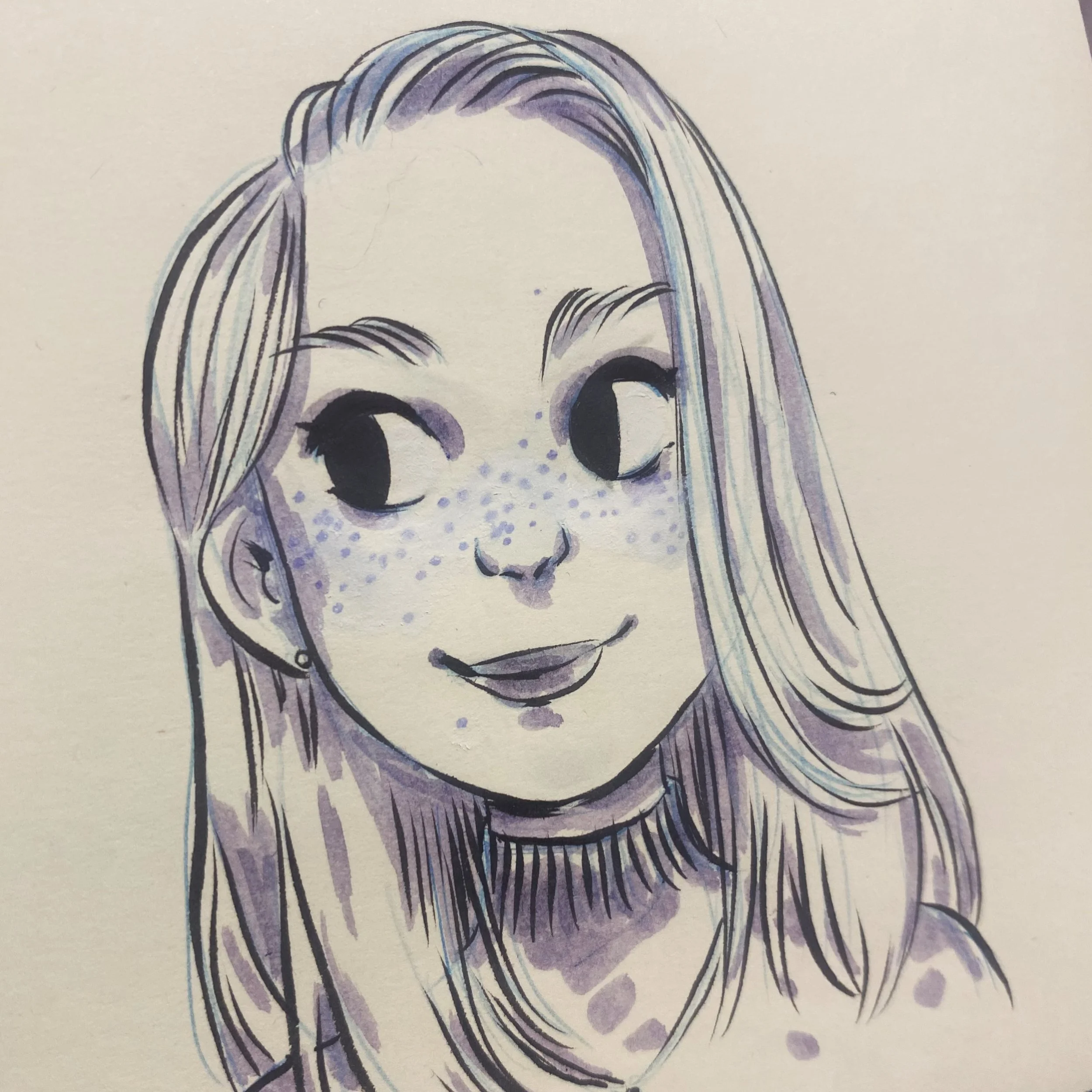 Lunchtime noodling. Recently bought a tiny little sketchbook to keep in my work bag. ✌️