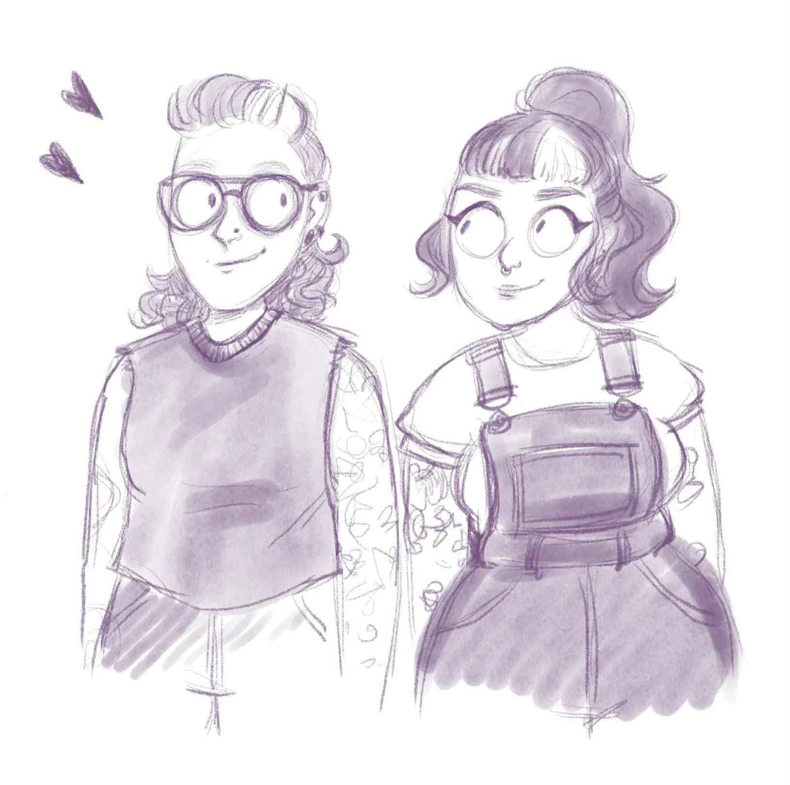 Drawing my love and I &hearts;️ 

#wlwcouple #sapphicart #couplesportrait @retro_soph