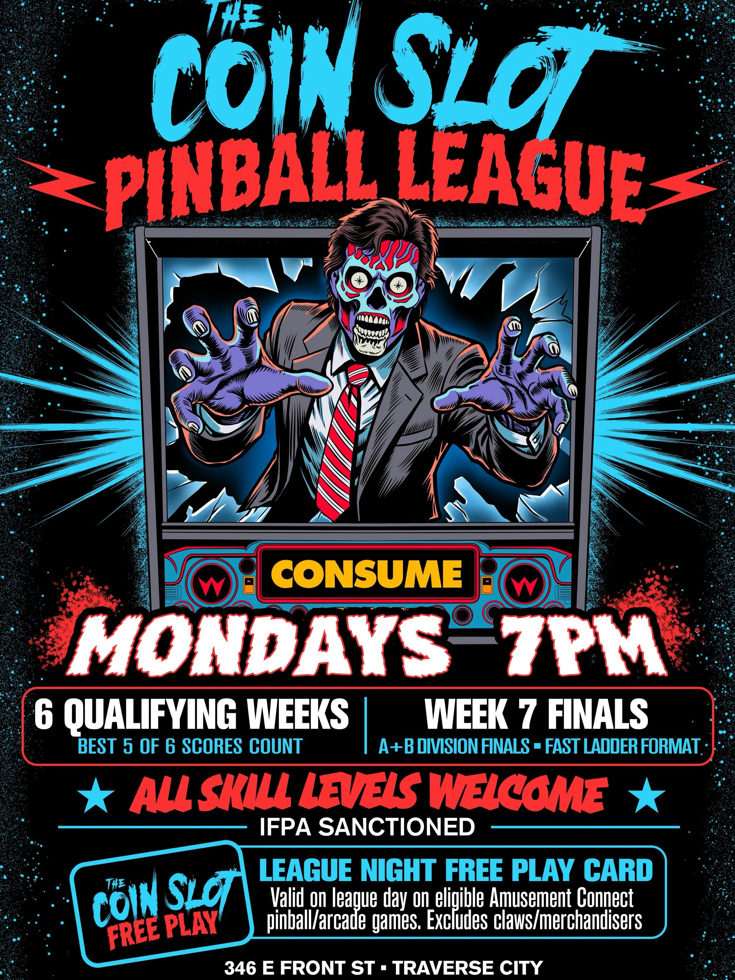 Just a little over a week left for early bird sign-up for season 1 of pinball league! Sign up by October 5 to get a league tee included with your membership. League officially kicks off October 12 at 7pm at @thecoinslottc. Full details and sign-up at