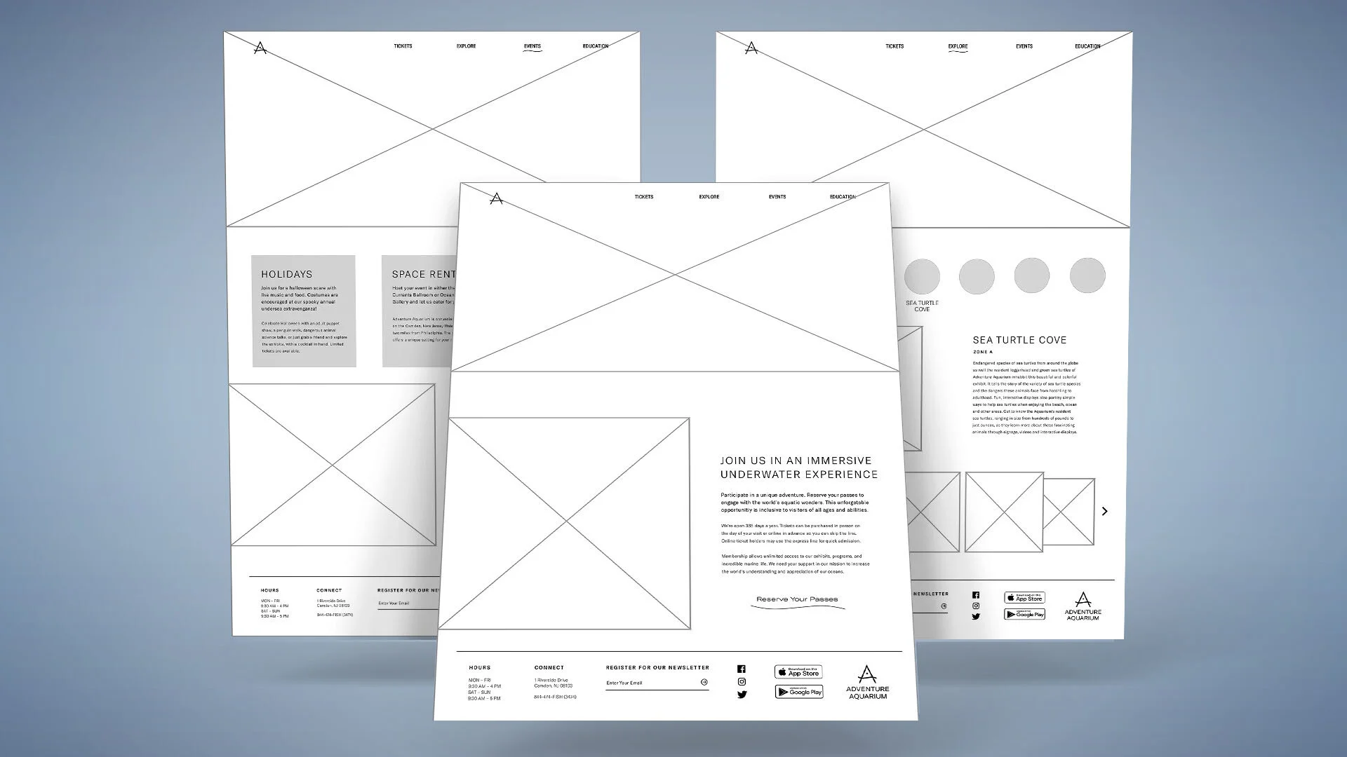 Wireframes aided content organization prior to visual design.