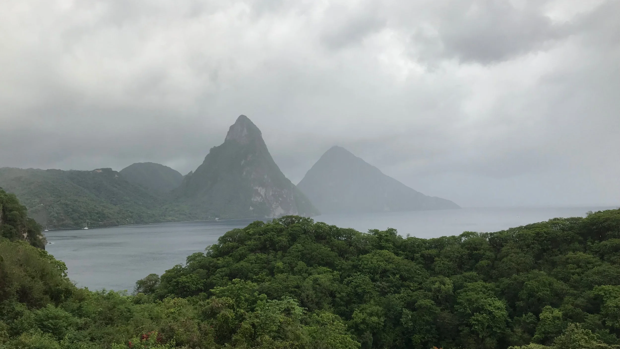 The view from our room at Jade Mountain on St. Lucia in the Caribbean. August 1, 2018.