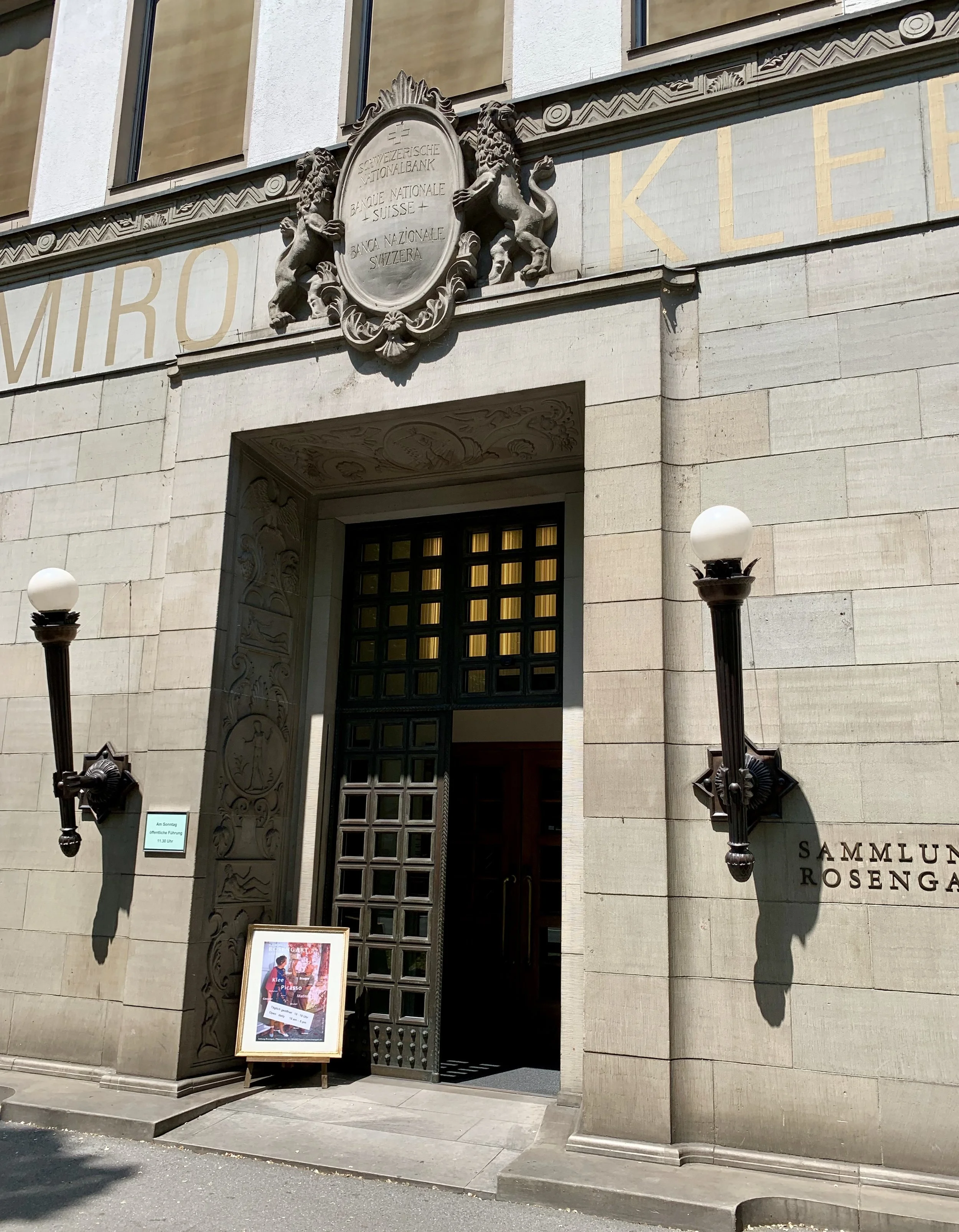 The entrance to the Sammlung Rosengart. Lucerne, Switzerland, June 5, 2019.