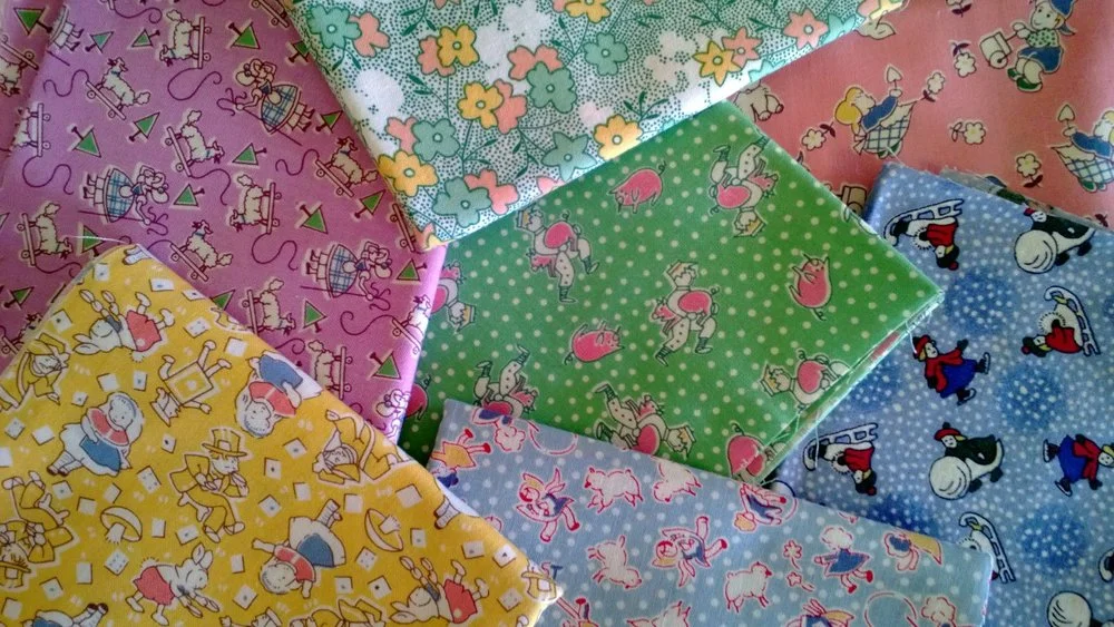 From my quilting stash: Reproductions of cotton fabrics from the Great Depression. February 2013.