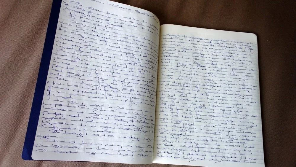 The notebook in which I kicked off my current novel manuscript, which has since moved to an electronic format.