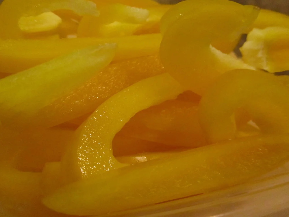 Bell peppers I sliced in the morning for a daytime snack. June 2013.