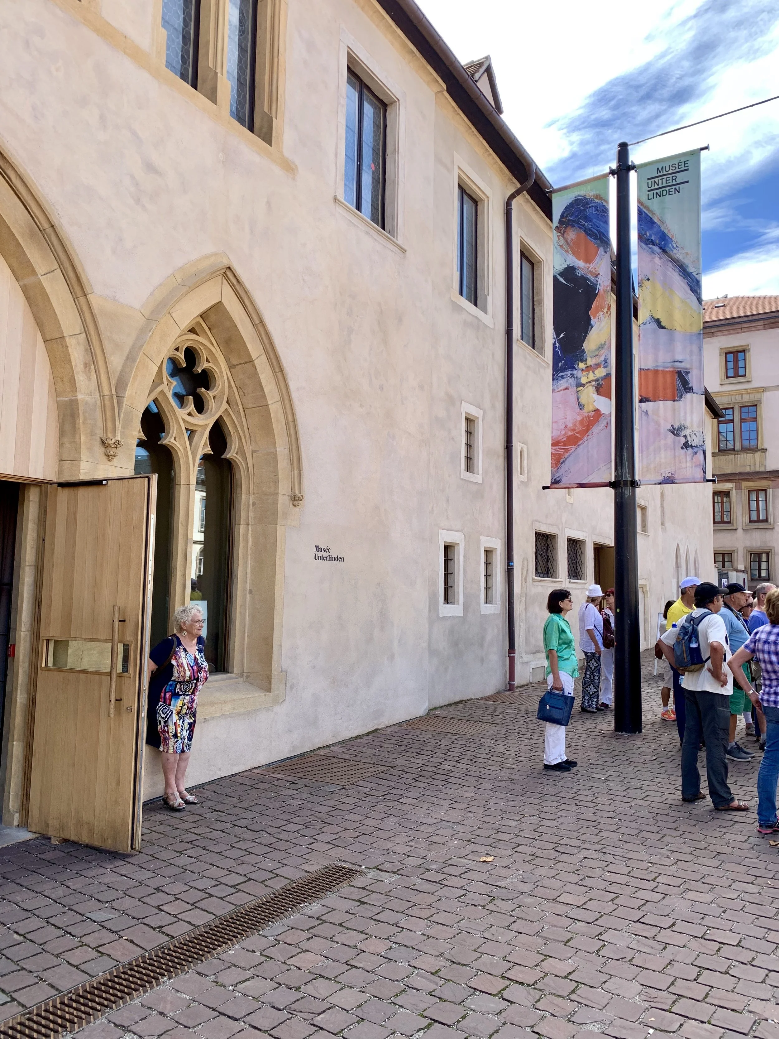 The facade of the Musee Unterlinden in Colmar, France. August 10, 2019.