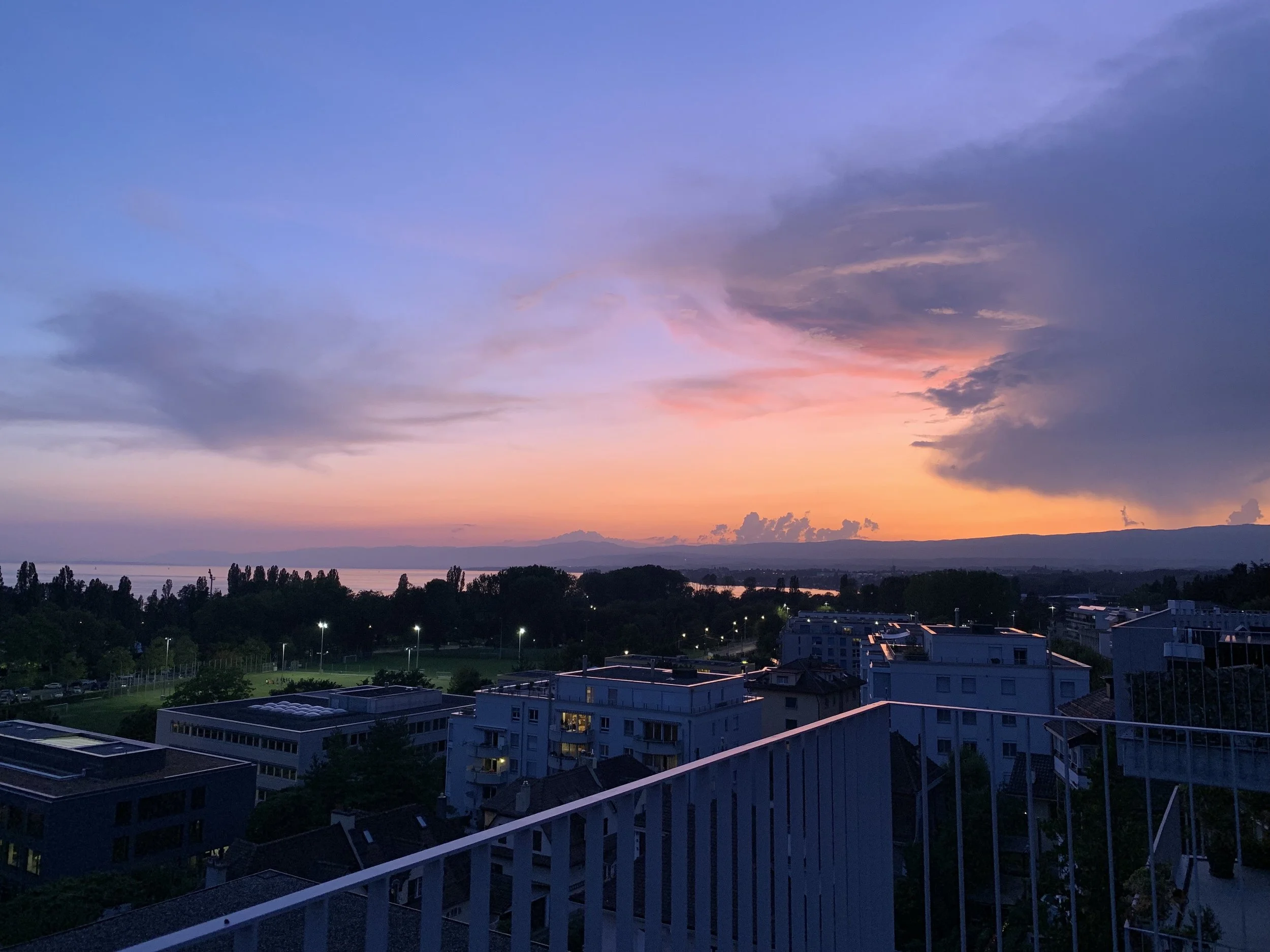 Sunset on my balcony to send out the month. August 30, 2019. Lausanne, Switzerland.
