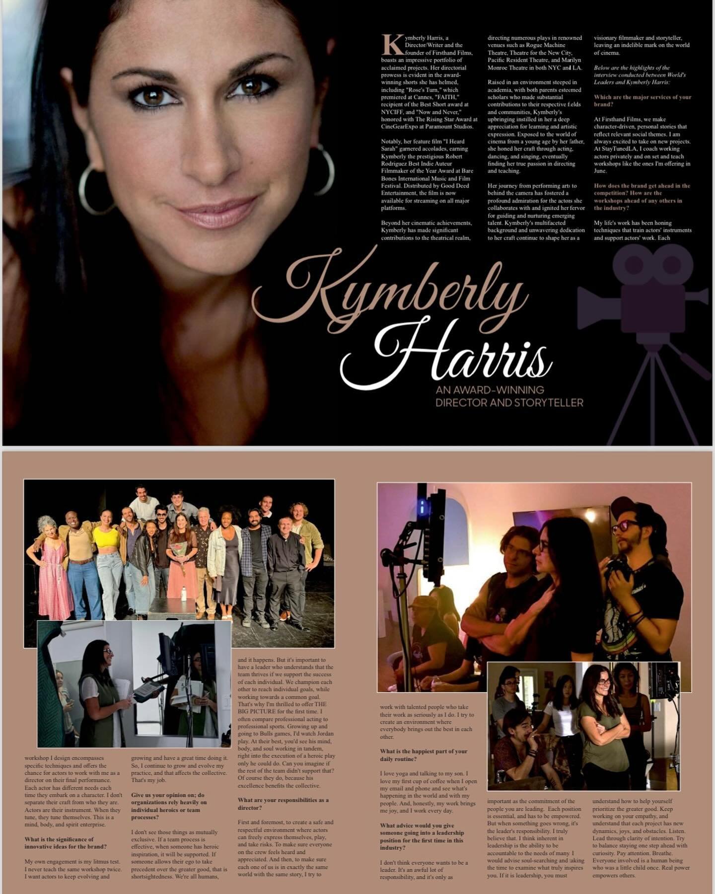 Thank you to @worlds_leaders_magazine for the opportunity to share my thoughts about leadership, directing, and my workshops. I appreciate it!! 🎬Link in bio🎬teamwork #leadership #director #theatrelife #film #filmfatales #actingcoach #grateful