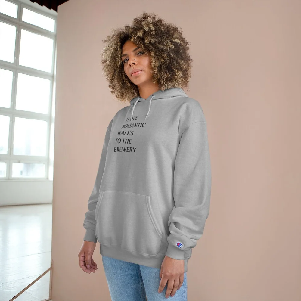 I Love Romatic Walks Champion Hoodie (Black Print) — Delaware Beer Fest
