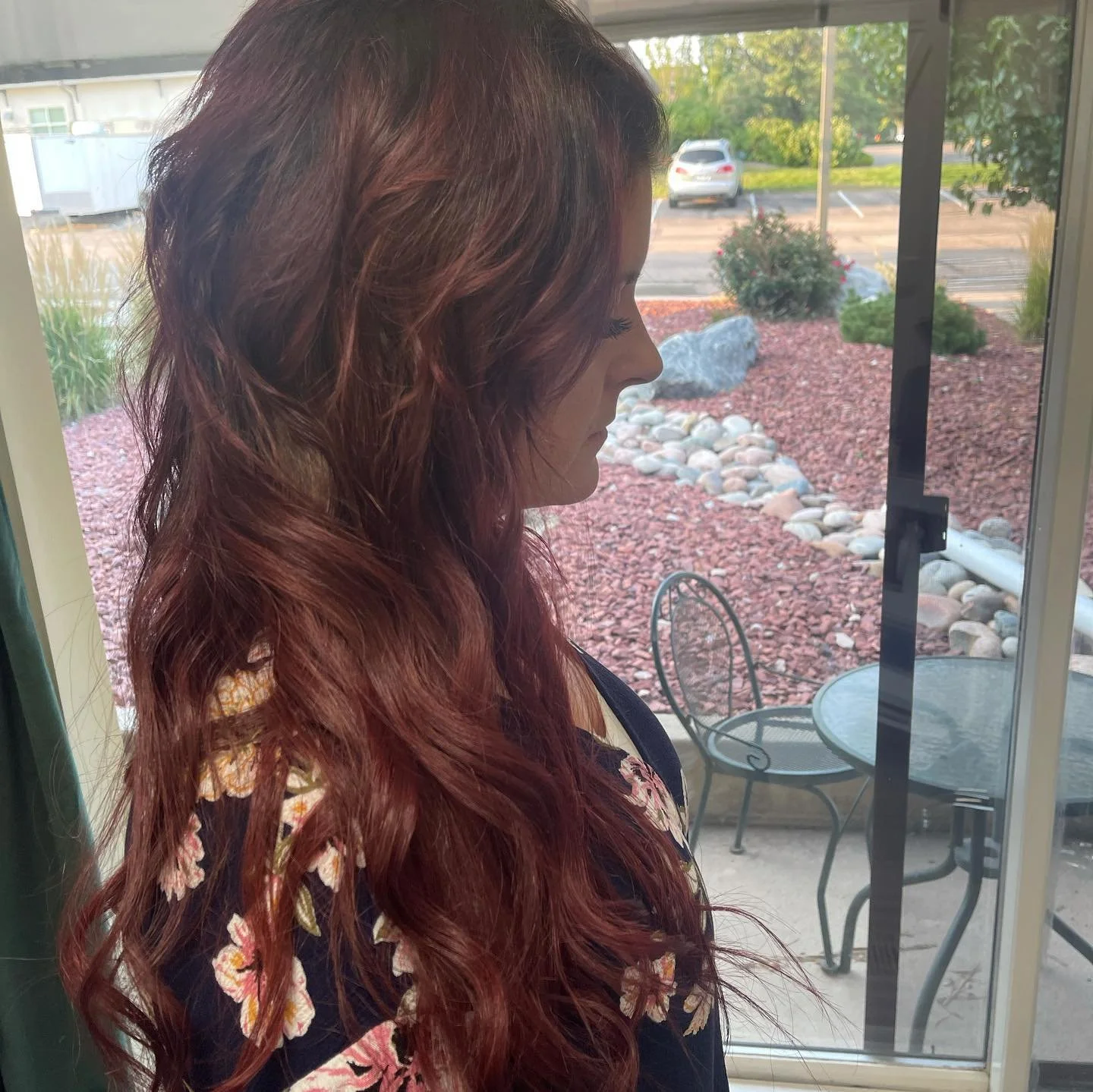 Beautiful mahogany red for fall. Bello Haven  hand tied wefts for some mega hair!!! #bellohavenhairextensions #dreamhair #redhairdontcare #handtiedextensions #coloradoextensions #hairtransformation