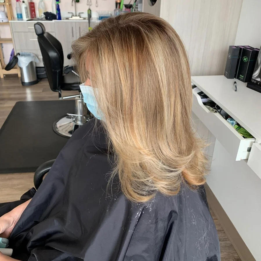 Blonde balayage, baby lights and grey coverage #balayage #greycoverage #denverstylist #littleton #blondehair #dreamhair #babylights #coloradostylist