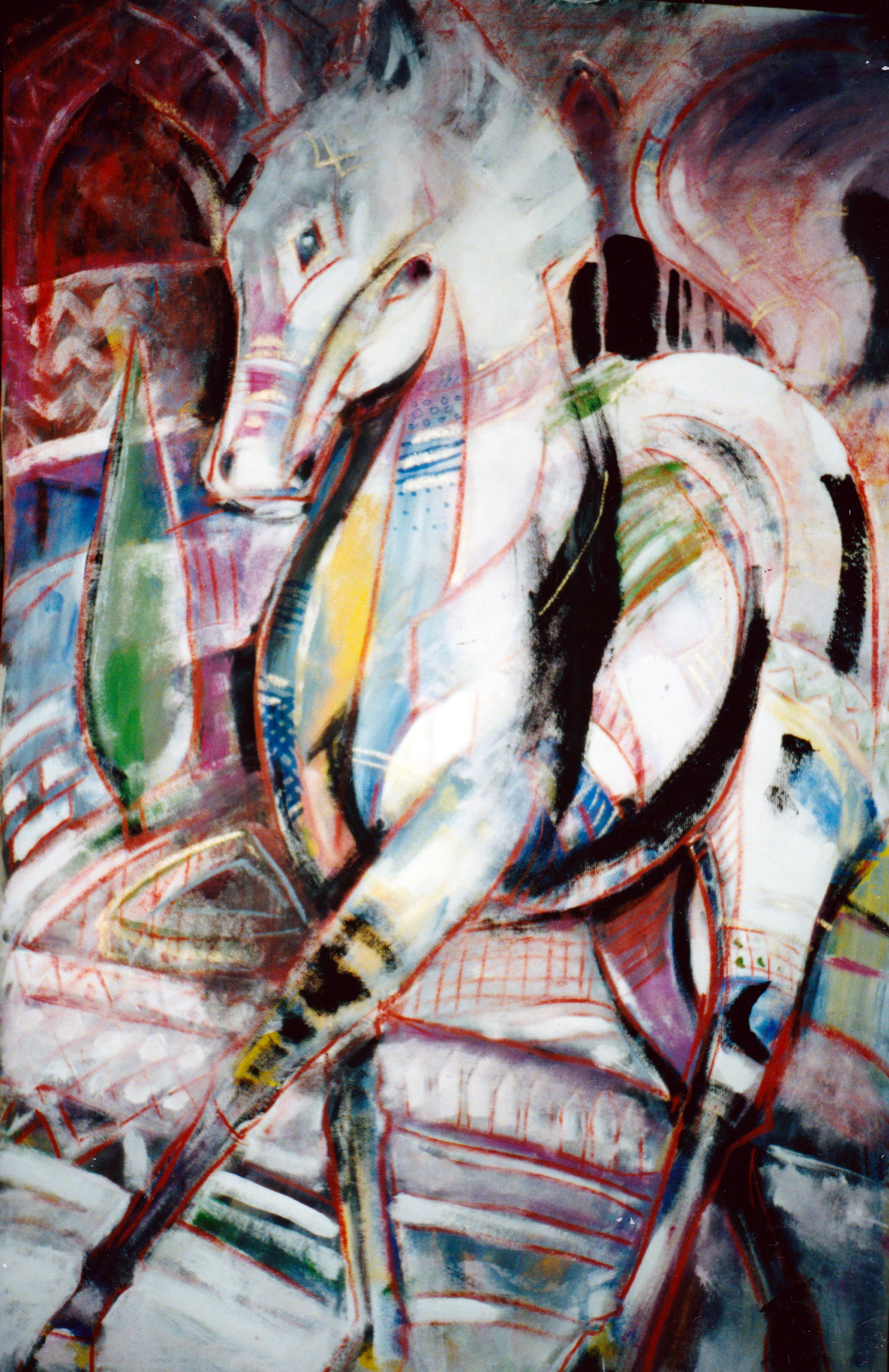 Horse One, 2000, acrylic and crayon on canvas, 25”x40”