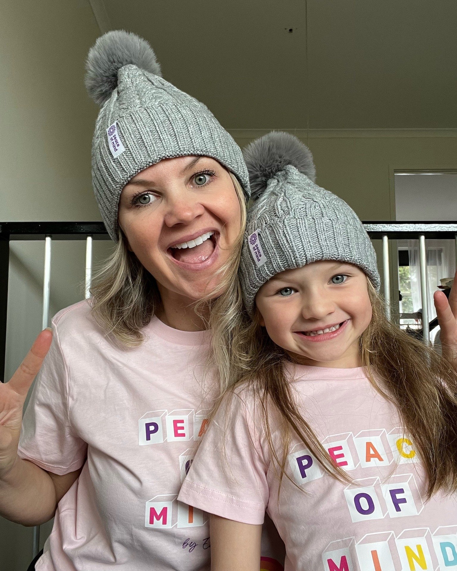 Our #GoGreyInMay beanies look incredible with Emily's Tee! 100% of all Peace of Mind Foundation store proceeds directly impact the lives of Australians fighting brain cancer, through our support services. Shop today via the link in our bio 🩷