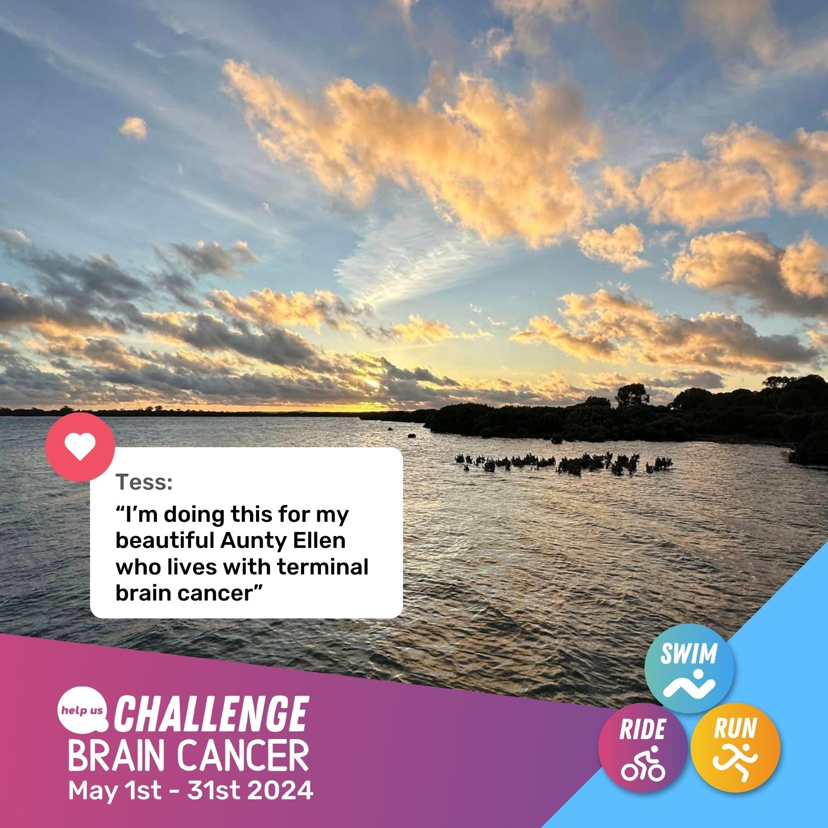Officially one week into Challenge Brain Cancer today! Check out some of the views our challengers have been capturing as they complete their runs, swims, walks and rides. Donate or register today to help Challange Brain Cancer this May (link in bio)