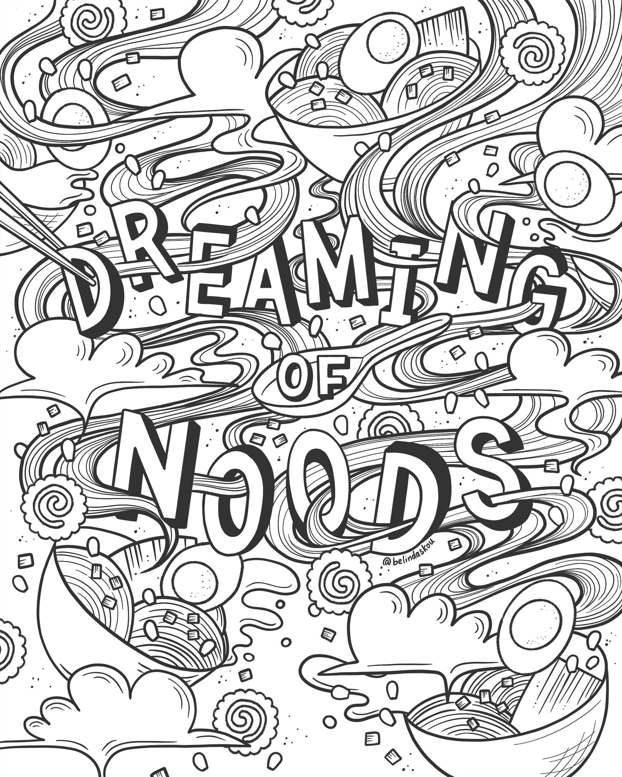 Dreaming of Noods Coloring Page — Belinda   Lettering Artist and ...