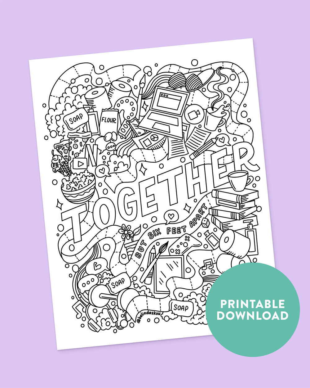 Download Free Social Distancing Coloring Page Belinda Lettering Artist And Illustrator Chicago