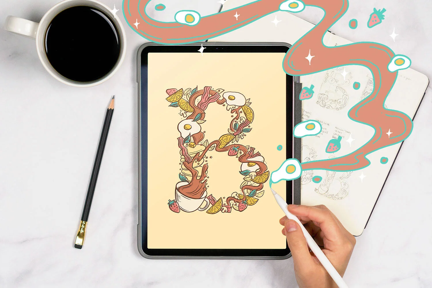 How to draw an illustrated letter in Procreate